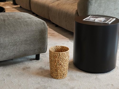 Coeusy Wicker Trash Can - Stylish Water Hyacinth Waste Basket for Bathroom & Home Office | 2 Gallon Round