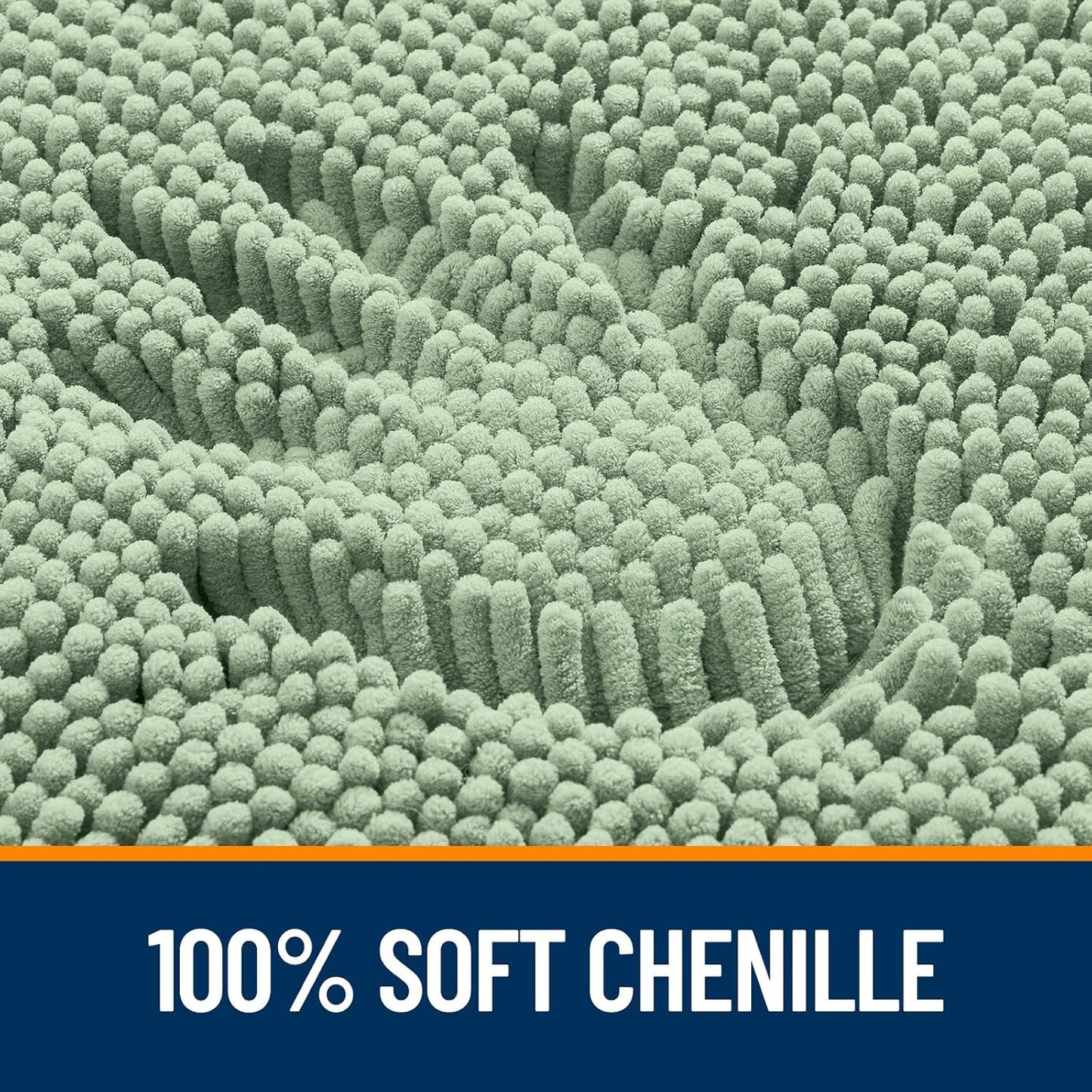OLANLY Large Bathroom Rugs - Extra Soft Chenille Bath Mats | Quick Dry, Machine Washable, Sage Green 59x35
