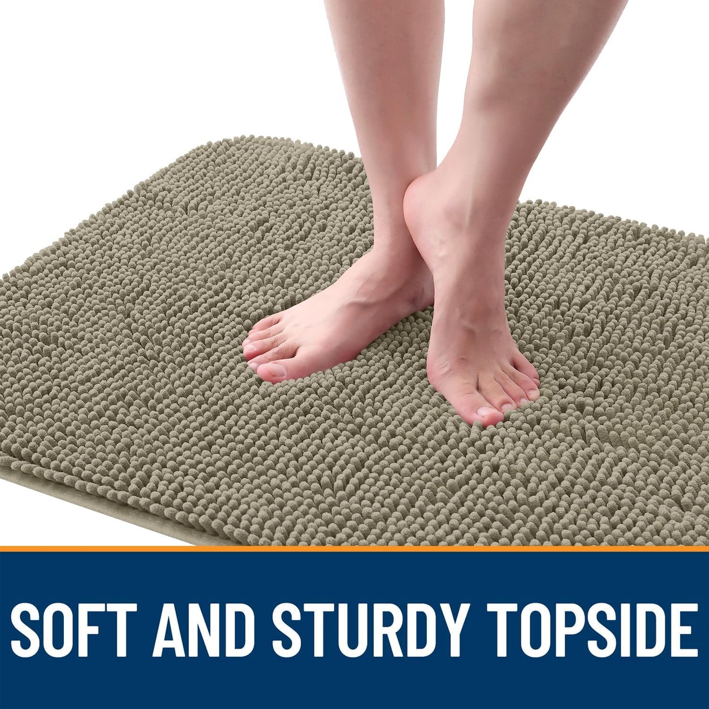 OLANLY Dog Door Mat - Absorbent Non-Slip Chenille Mat for Muddy Paws | 47x24 Inches, Warm Taupe