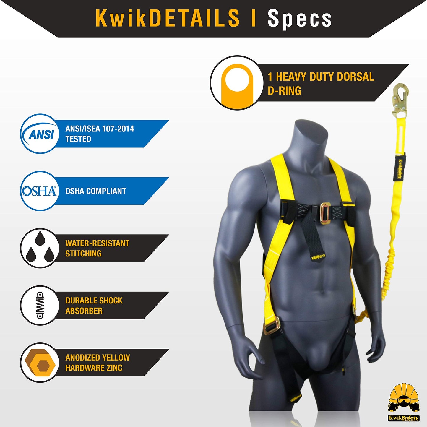 KwikSafety SCORPION [2 Pack] Safety Harness | Full Body Fall Protection Harness w/ 6ft Tubular Lanyards | Fall Arrest Safety Gear | ANSI OSHA Compliant