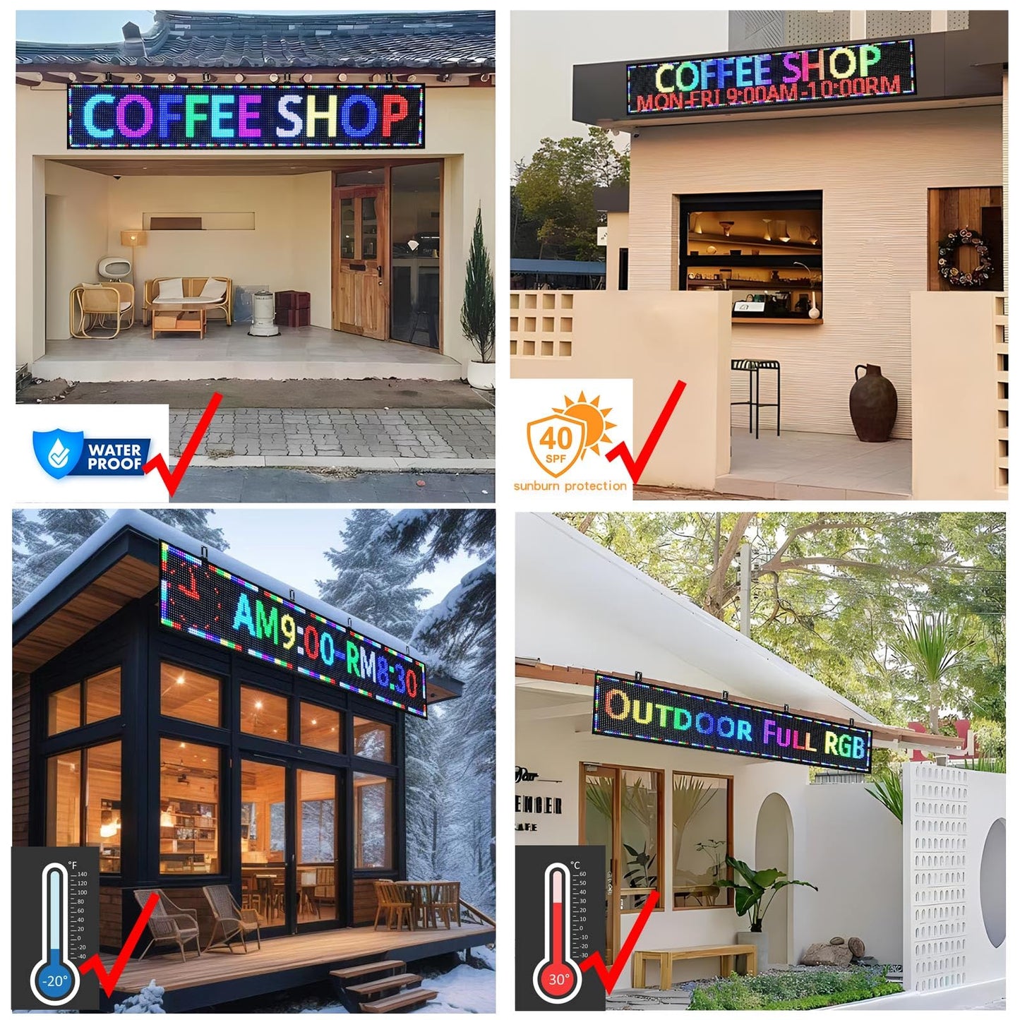 P10 Scrolling Programmable Led Sign For Business Custom Banner Advertising Outdoor Open Digital Led Display Screen Message Board Wifi Control High Brightness Neon Sign 77"X14"