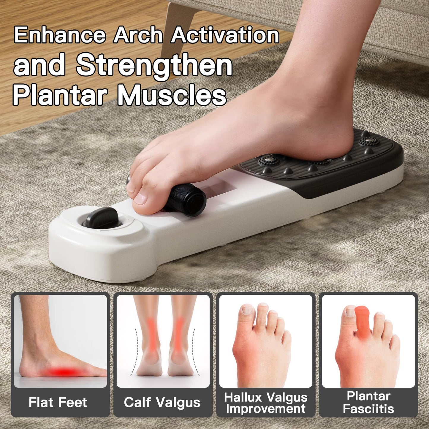 Lerpio Foot Arch Trainer with Adjustable Resistance, Plantar Fasciitis Relief & Arch Support Strength, for Flat Feet, Foot Arch Exercise for Adults & Seniors (White)