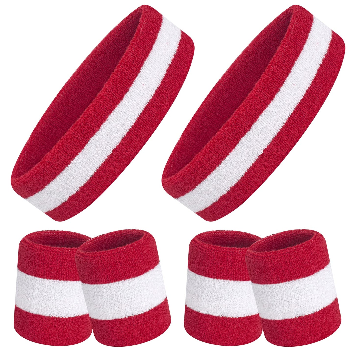 ONUPGO 6 Pieces Sweatbands Set - Sports Headbands Wristbands for Men & Women,Cotton Terry Cloth Sweatband for Tennis,Basketball,Gym,Working Out - Moisture Wicking Elasticity