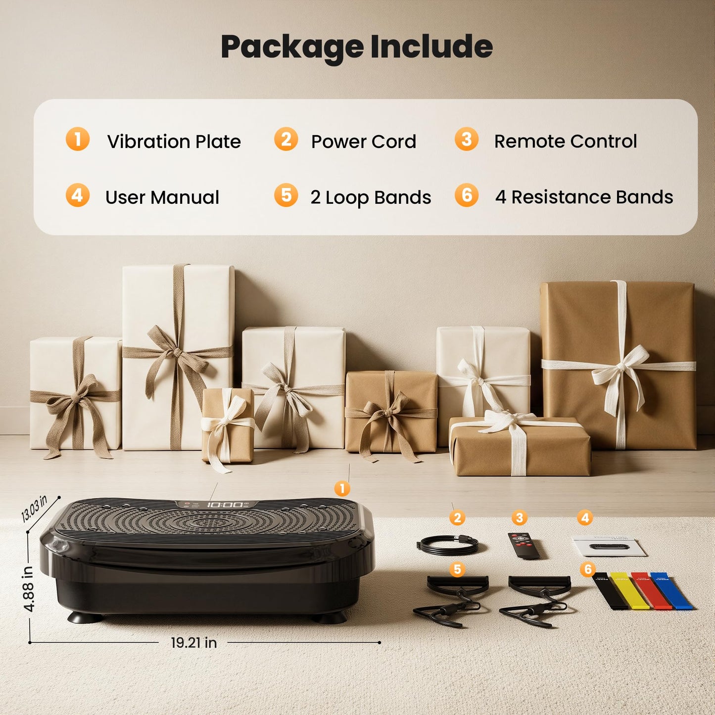 Steelite Vibration Plate Exercise Machine 450LBS Capacity, Full Body Workout Vibrating Plate for Lymphatic Drainage Weight Loss, 199 Levels Shake Platform with Resistance Bands for Women Men