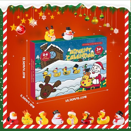 Advent Calendar 2025 - 24 Days of Fun Rubber Duck Set | Perfect Christmas Gifts for Kids Ages 3-6