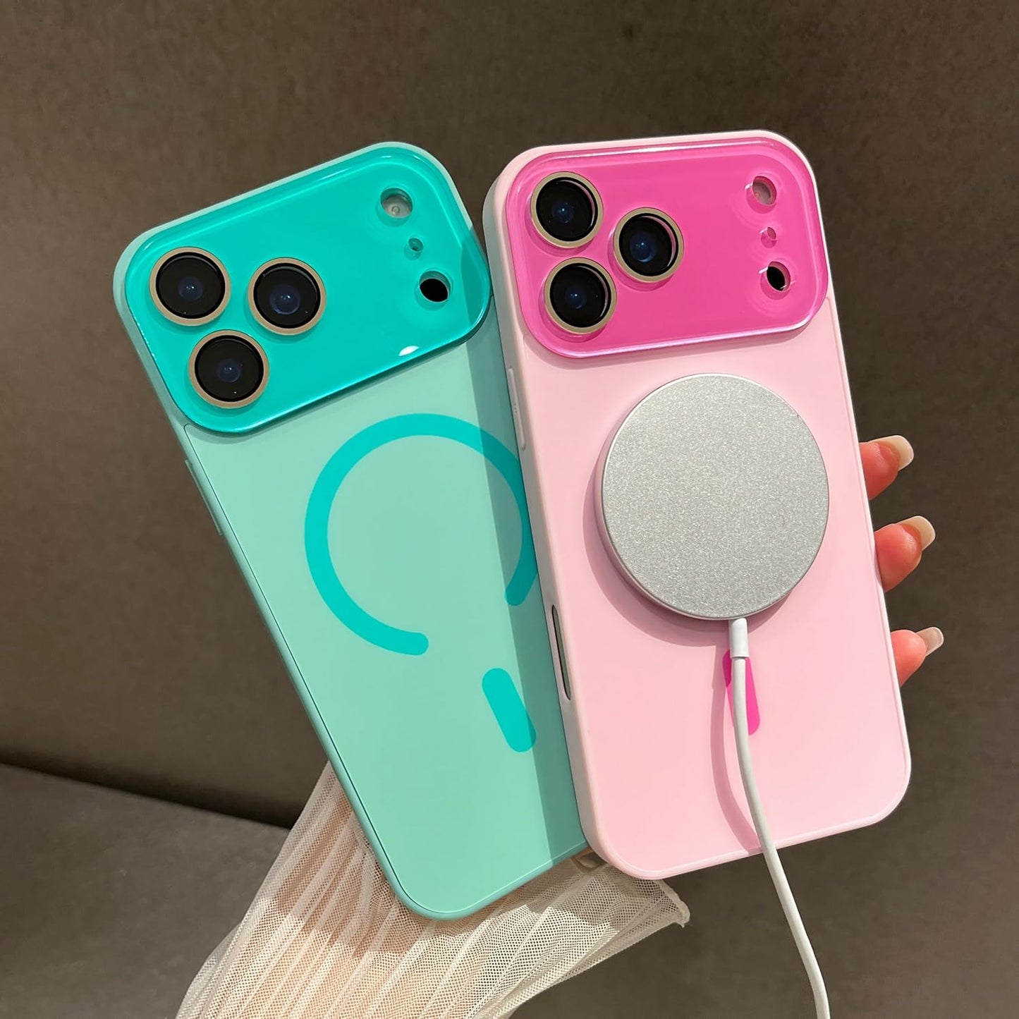 Caseative 17 Crystal Camera Lens Protection Candy Color Magnetic Case for iPhone, Compatible with MagSafe Wireless