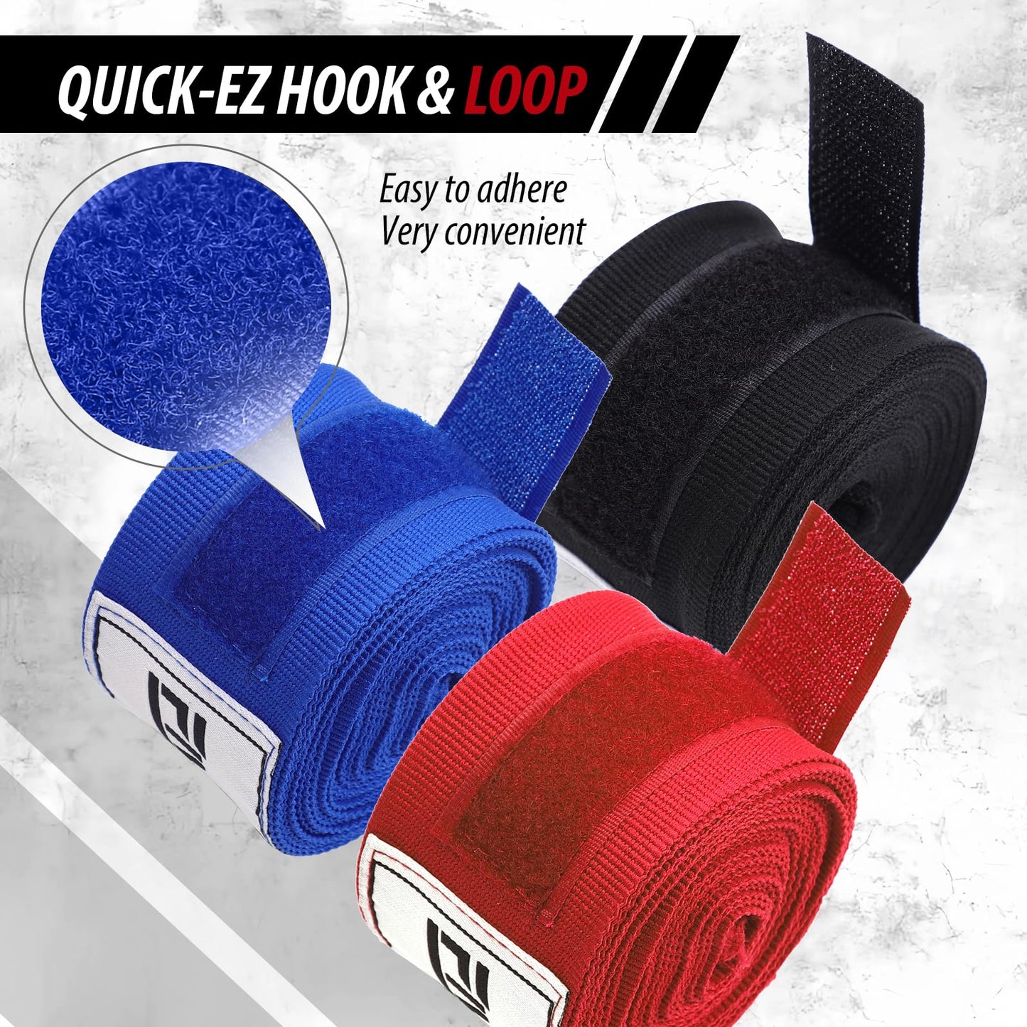 FIVING Boxing Hand Wraps Inner Gloves for Men Women, 180 Inch Elasticated Thumb Loop Bandages, Wrist Wrap Protection Muay Thai MMA Kickboxing Martial Arts Punching Bag Training (Black)
