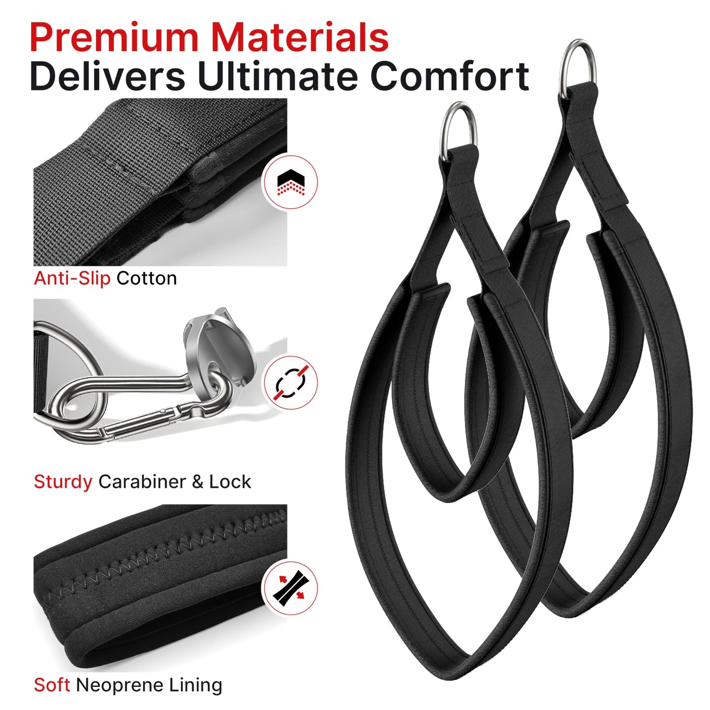 Potennbasee Pilates Loops Compatible with Tonal Smart Home Gym, Soft Pilates Straps for Reformer Machine, Double Loop Accessories with Sturdy Adapters, Enhanced Thickness Fitness Attachment (1 Pair)