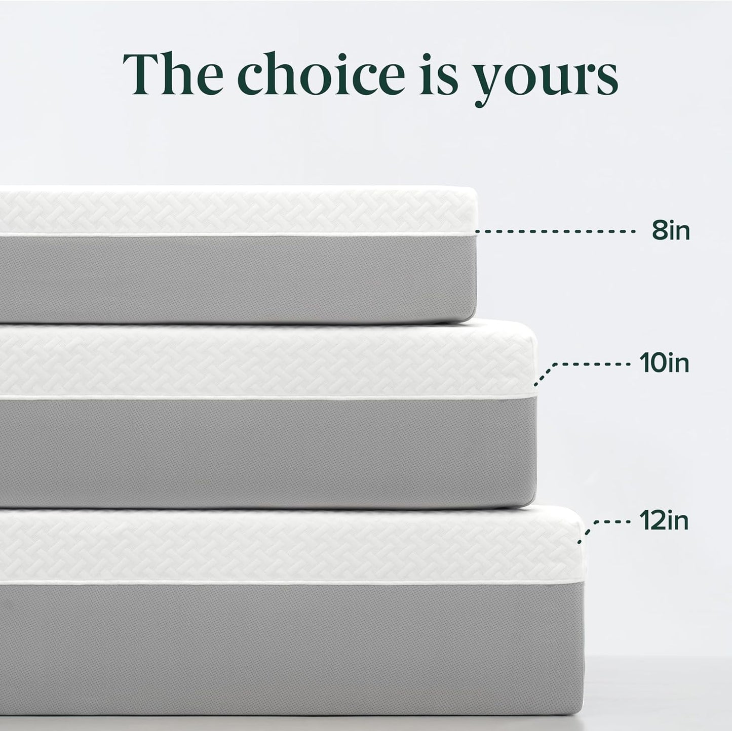 Zinus 12 Inch Green Tea Memory Foam Mattress - Queen Size, Fiberglass Free, Medium Feel, Breathable Design