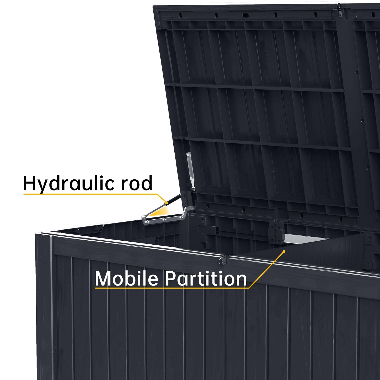 DRATO 200 Gallon Deck Box, Waterproof Resin Large Outdoor Storgae Box for Patio Furniture, Patio Cushions, Gardening Tools, Pool Supplies, Lockable (Black, 200 Gallon)