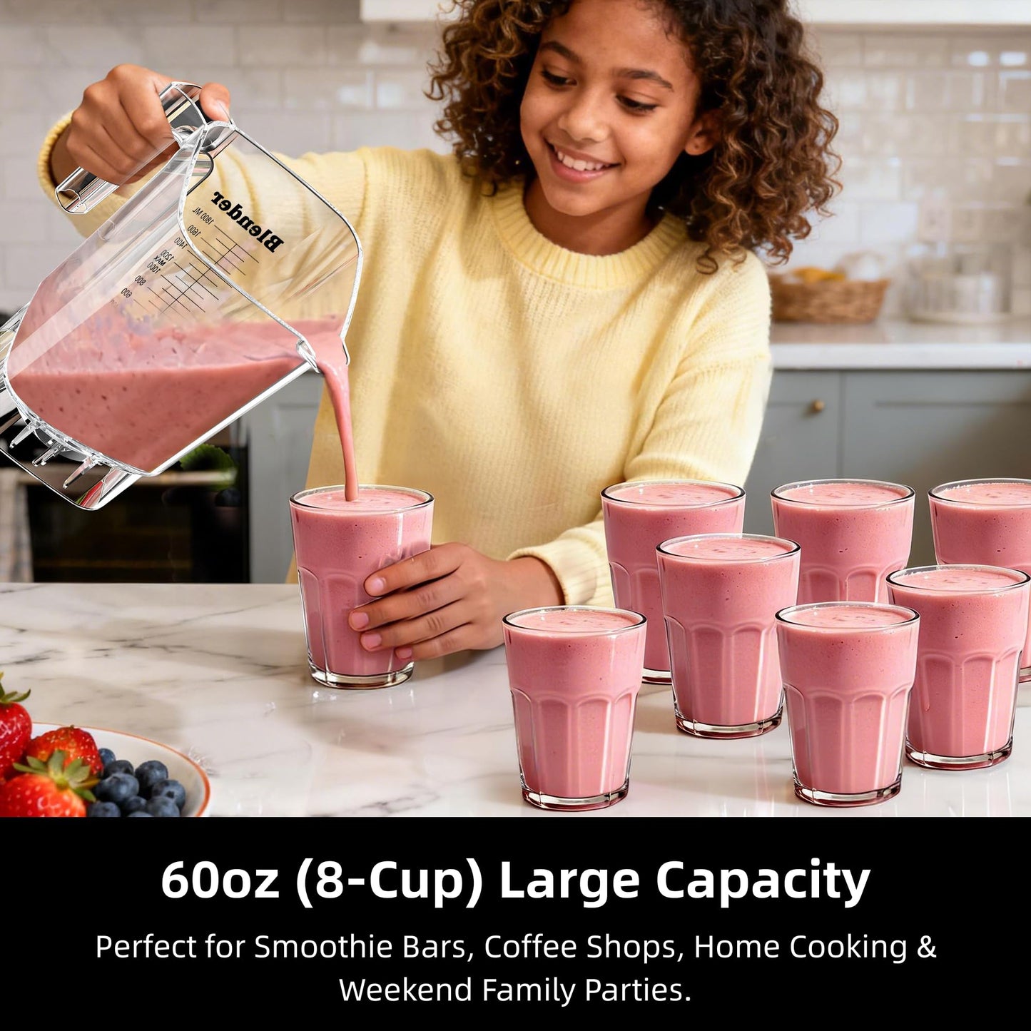 AIZIYO Commercial Blender, 2200 Watts High Speed Blender, 60 Oz BPA-Free Pitcher, Professional Countertop Blenders for Ice Crushing, Frozen Drinks, Milk shakes & Nut Milk