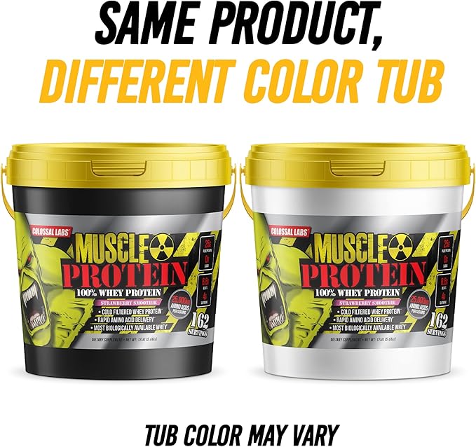 Muscle Whey Protein Flavored Protein Powder, 25,000mg Amino Acids/Serving, Cold Filtered(Packaging May Vary) (12 Pound (Bucket), Vanilla)