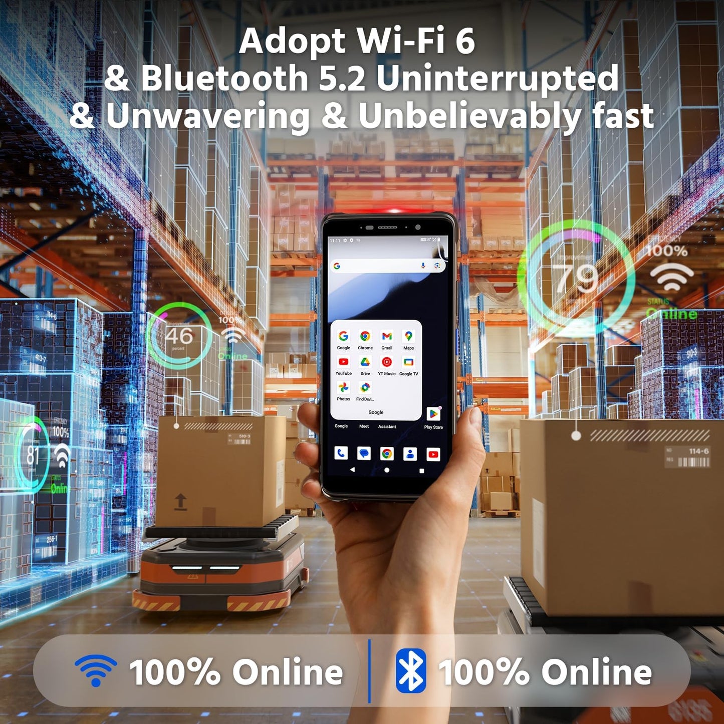 FARSET F35 Android 13 PDA Barcode Scanner (Future Android 18) with Zebra Licensed Engine, 6” Rugged, IP68 & 2m Drop, 5000mAh+18W Fast Charge,6GB+64GB,1D/2D/QR for Warehouse & Logistics