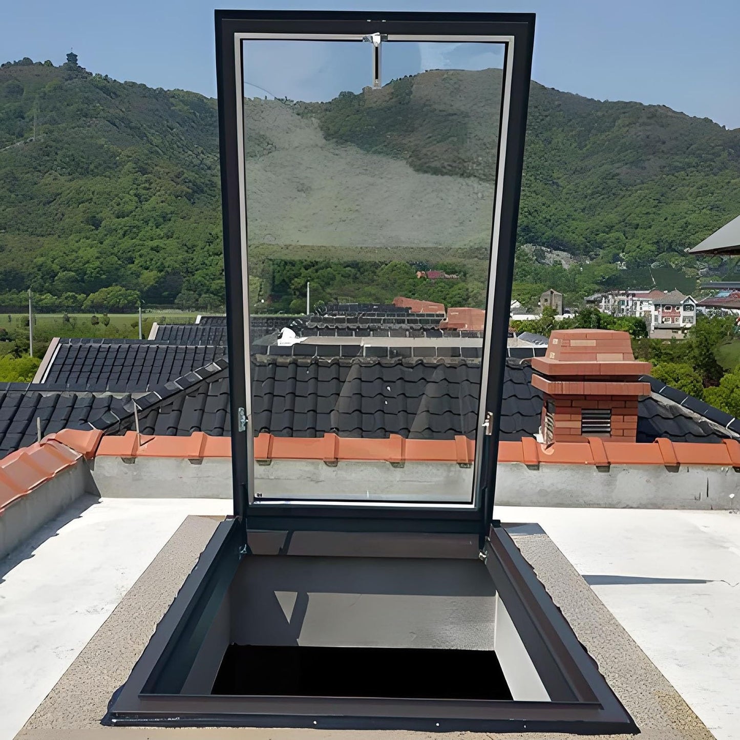 Skylights & Roof Windows, Sloped Flat Roof Skylight Cover Attic Sun Room Underground Lighting Well Window, Aluminum Alloy Frame And Double-layer Insulating Glass, for Attic/Sun Room(Gray,LxW 50x50cm/1