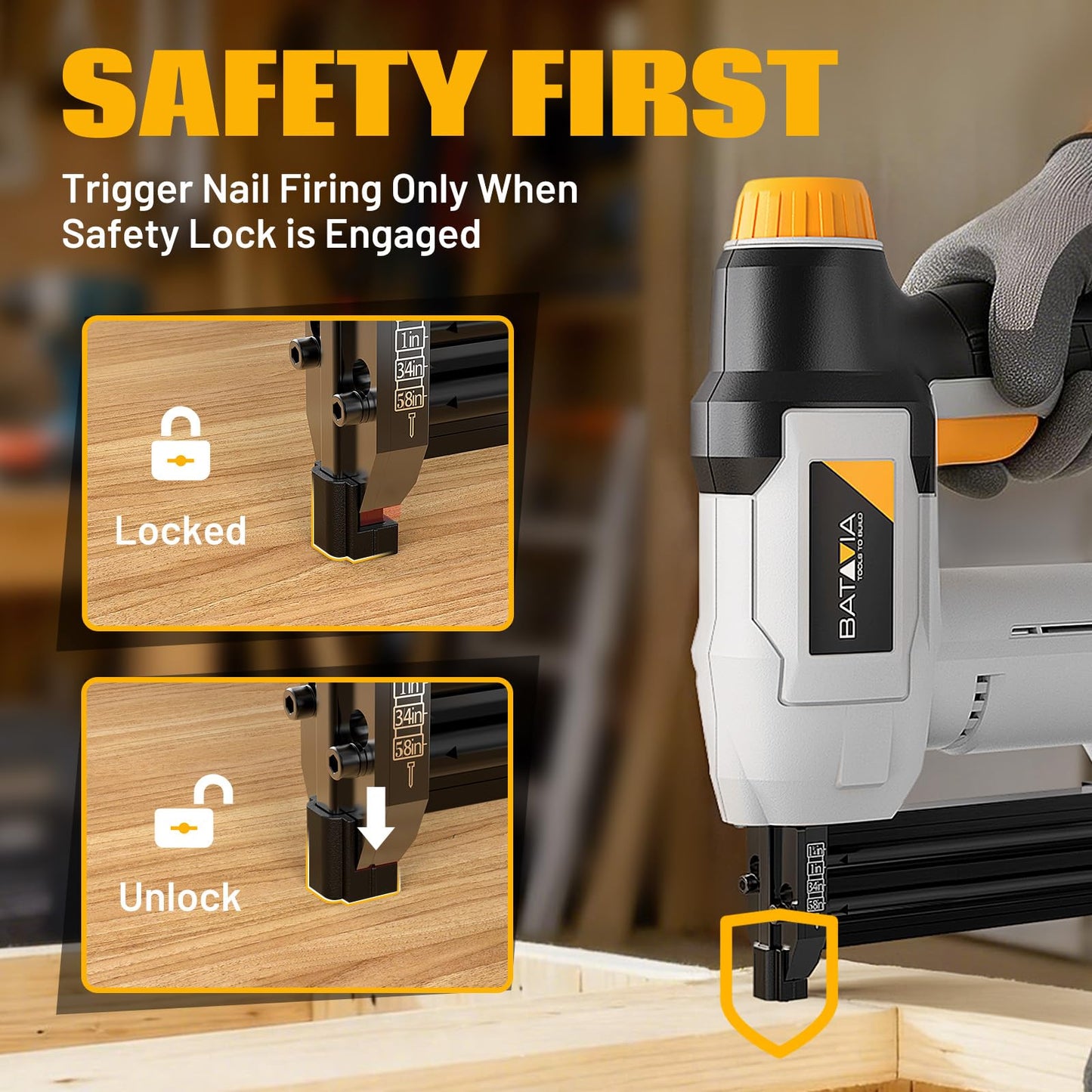 20V Nail Gun Battery Powered, 18 GA 2-in-1 Cordless Brad Nailer Stapler with 2.0Ah Battery, 800 Nails(Up to 1-1/4") and 200 Staples, Electric Nail Gun for Upholstery, Woodworking & Home Improvement