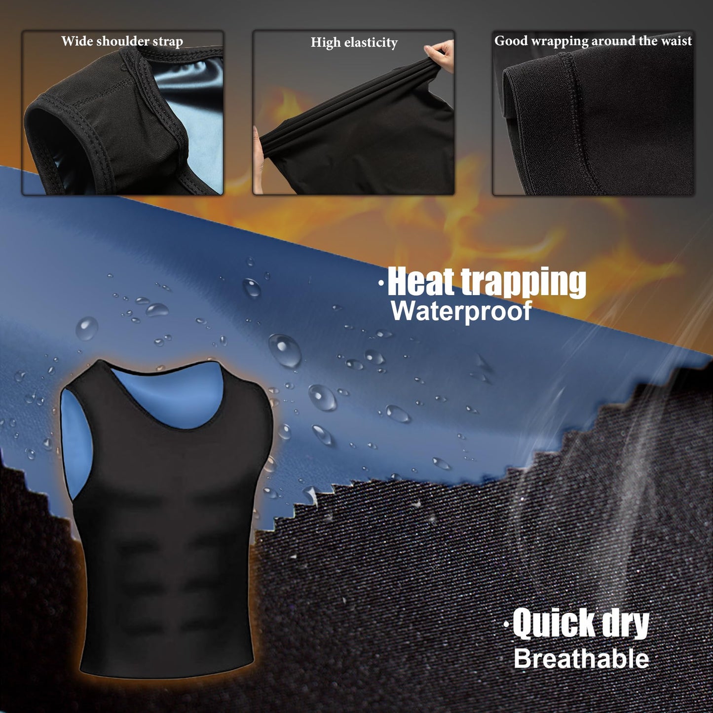 Everfion Sauna Vest for Men Waist Trainer Sleeveless Mens Sauna Shirt Sweat Suit Workout Compression Tank Top