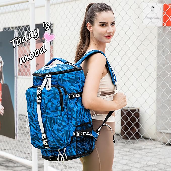Gym Duffle Bag Backpack with Shoe Compartment,4 ways Travel Backpack for Women and Men,Multi-Functional Weekender bag with Waterproof Layer&Laptop Compartment for Fitness, Travel,Camping