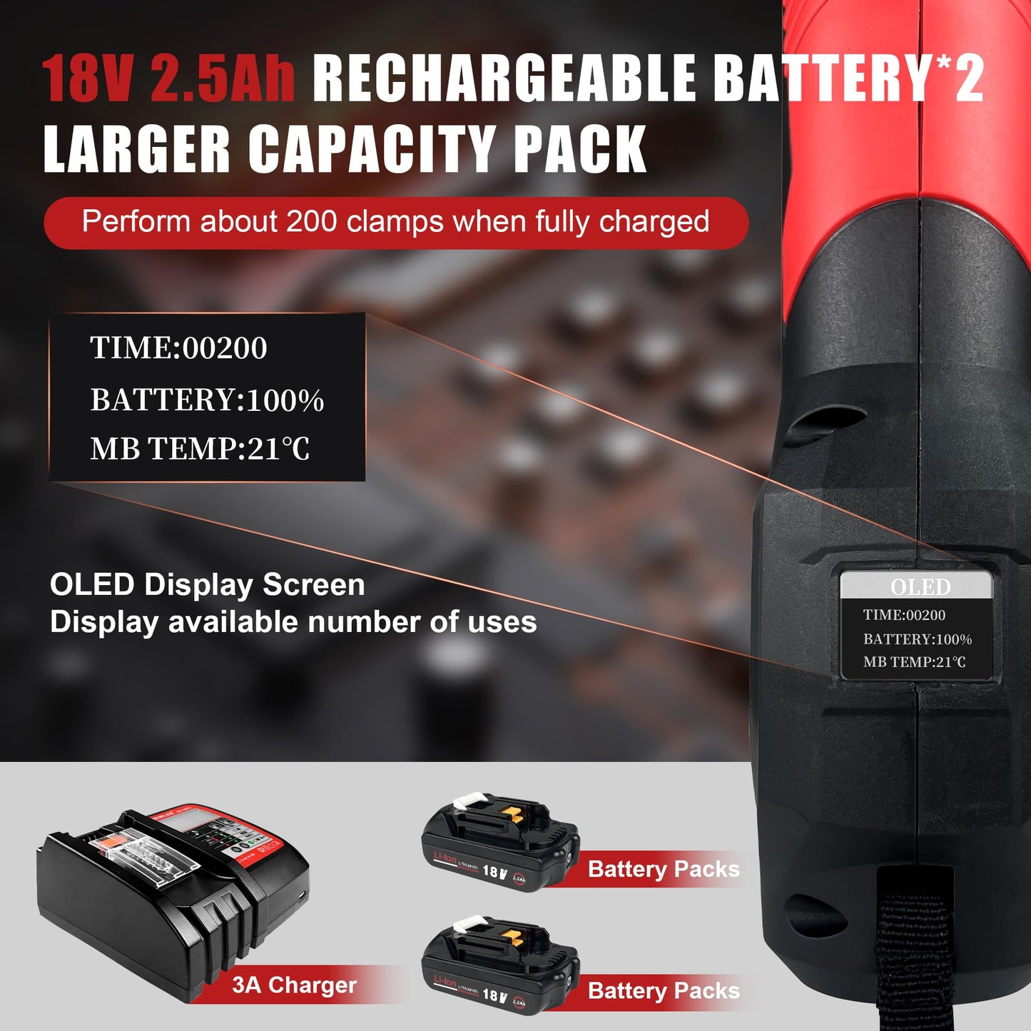 HHEWLEE MINI Press Tool for Copper Pipe, Battery Powered Pro Press Copper Crimper tool 32KN for US Standard 1/2", 3/4", 1" Copper Tube and Stainless Steel Tube, 2.5Ah Battery Set(HZT-25M)