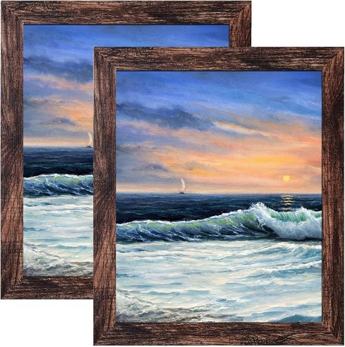 LUCKYLIFE 8x10 Picture Frame - Brown Wall Mount & Tabletop Display | Set of 2