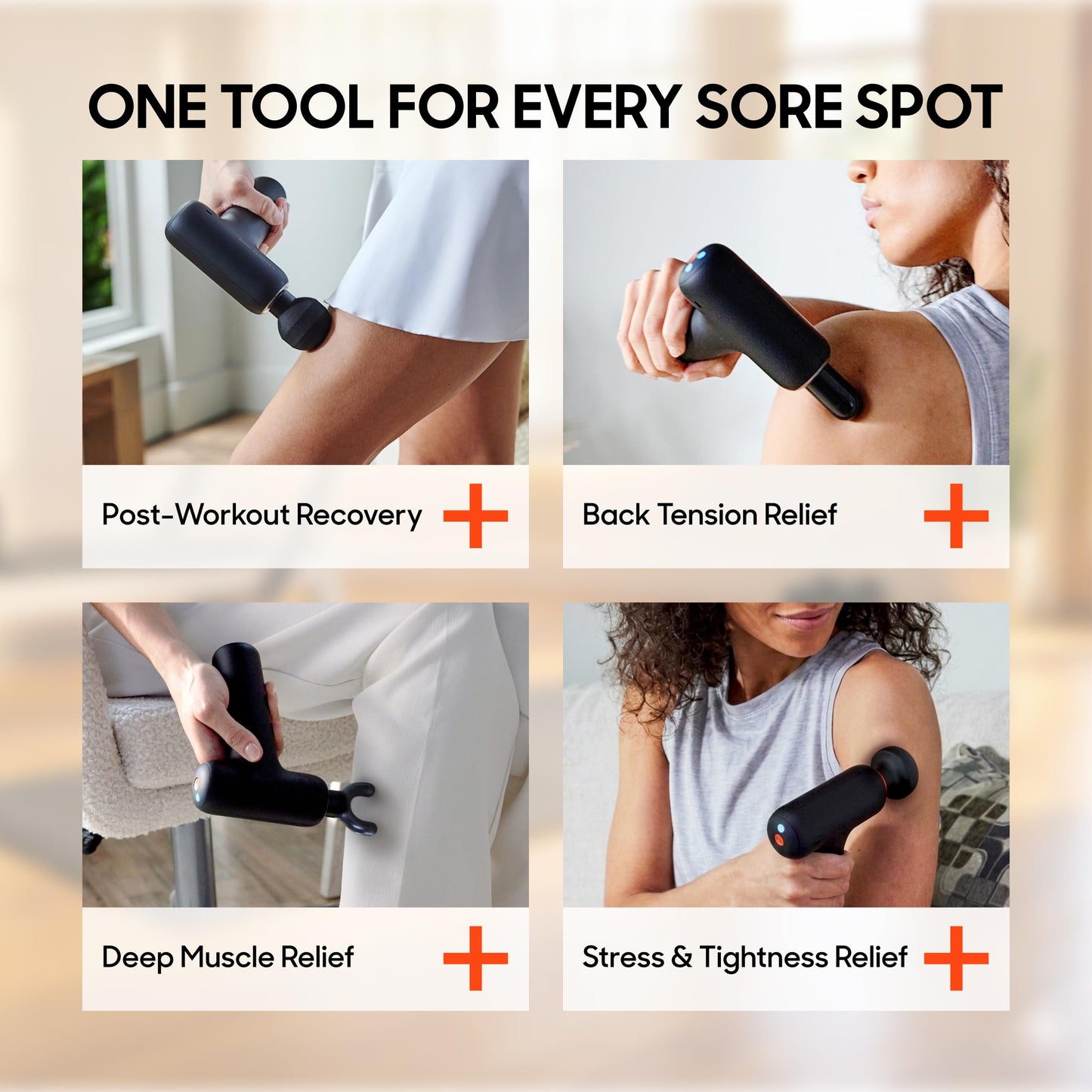 Sharper Image PowerBoost Core Mini Massage Gun [2026 Version] Deep Tissue Percussion Massager with 6 Speeds for Back & Full Body Muscle Pain Relief, Portable with 4 Attachments & Carry Pouch