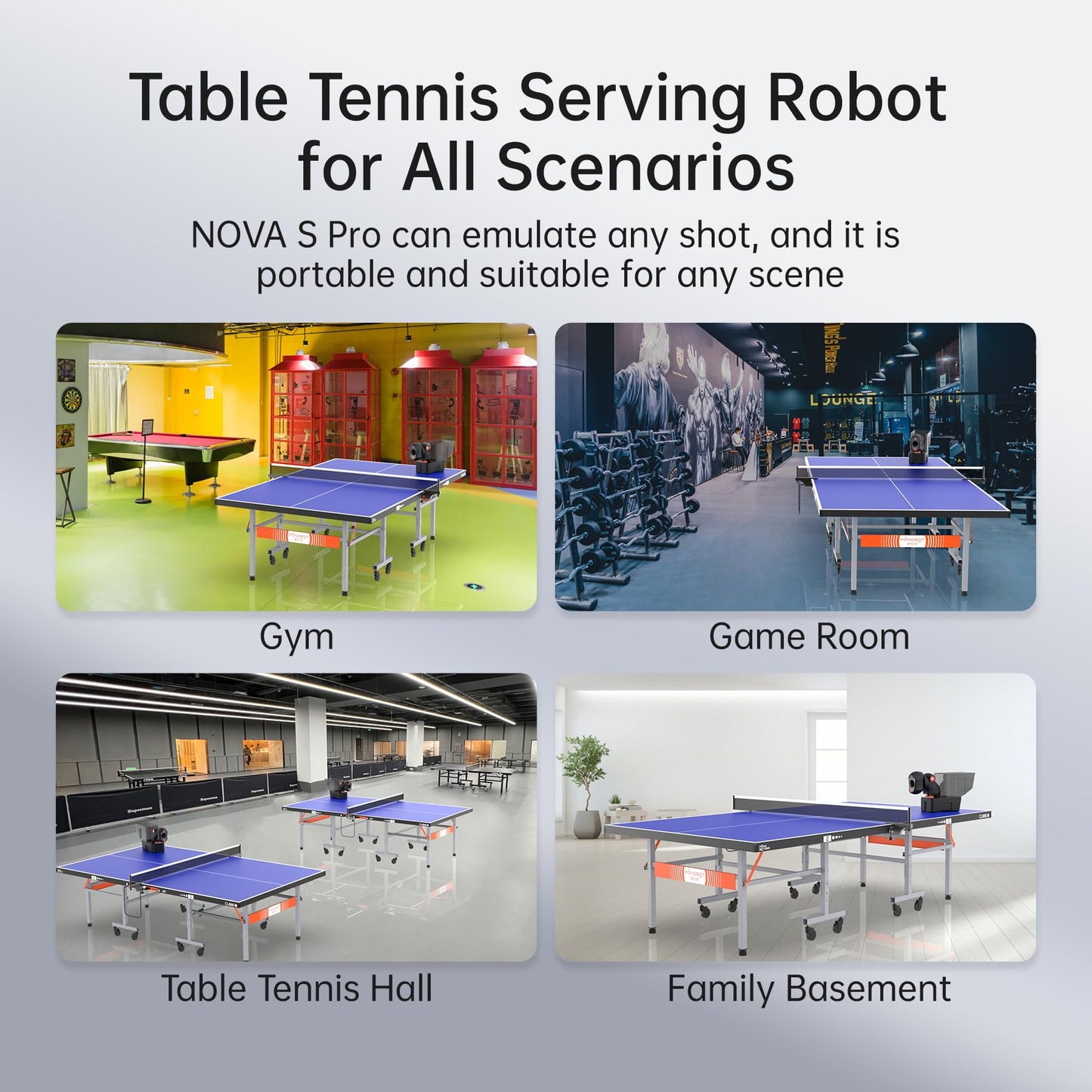 PONGBOT Table Tennis Robot: APP Control 264 Drills, Portable Ping Pong Machine with Spin/Speed Customization, 150-Ball Capacity for Solo Training & Coaching
