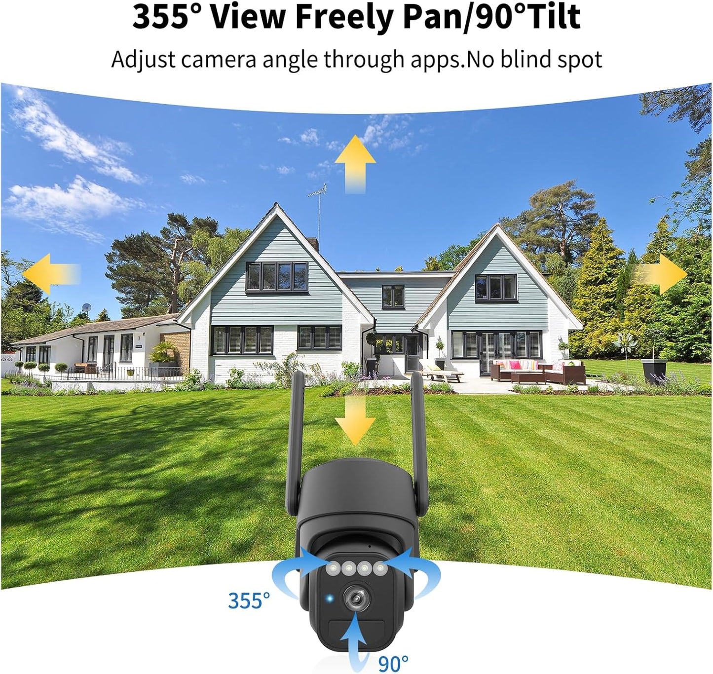 WY-LINK 360 Solar Camera Outdoor Wireless, Cameras for Home Security, Two-Way Talk, Auto Tracking, Light Alarm, Color