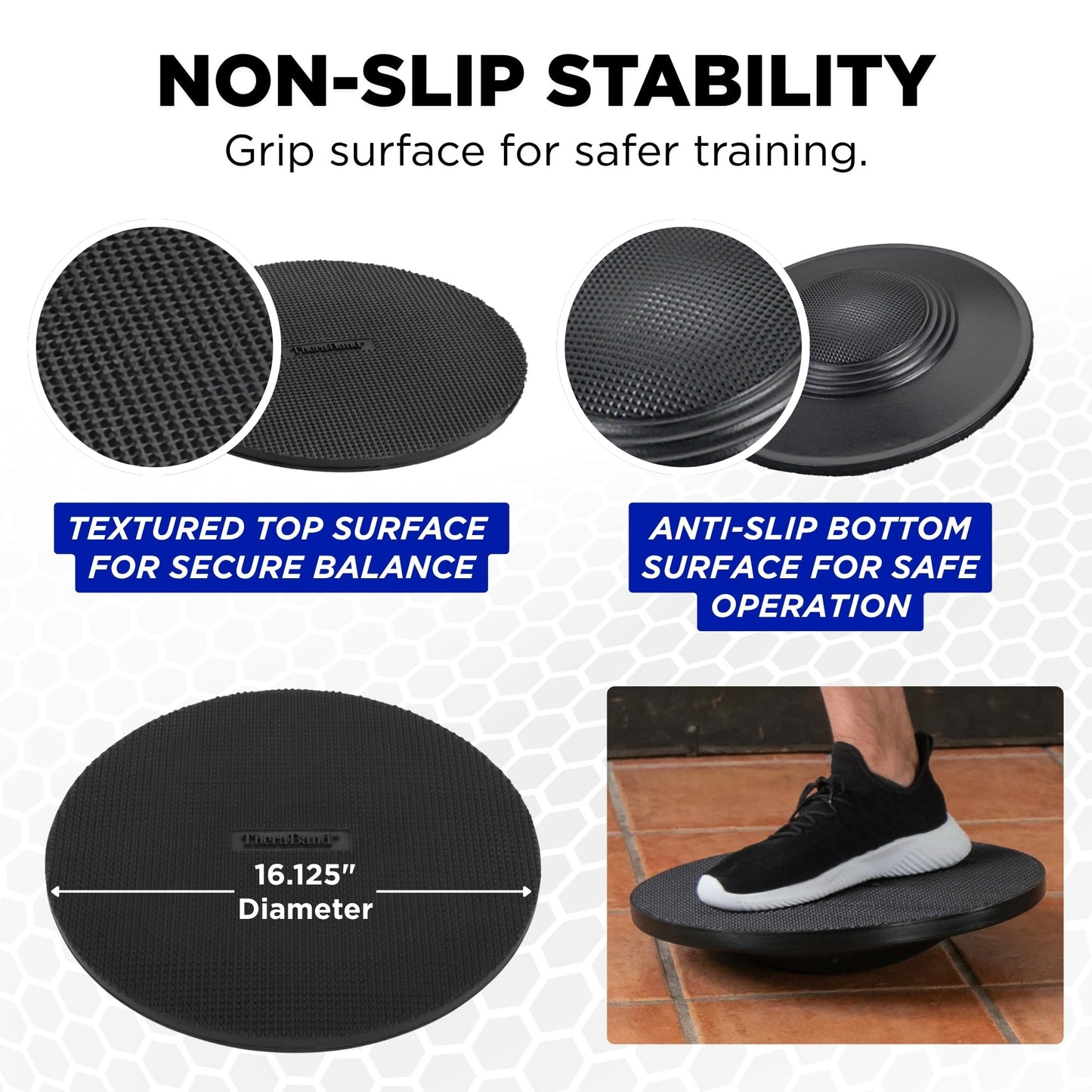 THERABAND Wobble Board Stability and Balance Trainer, Round Wobble Board, Core Strength Balance Disc for Adults, Physical Therapy, Agility Training, Compact Non-Slip Design
