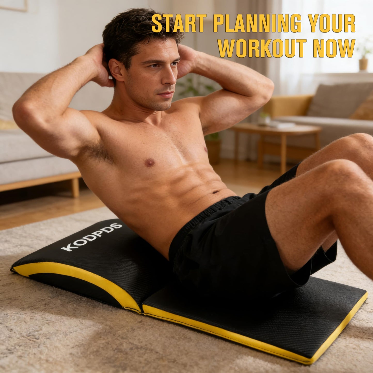 Ab Exercise Mat - Sit Up Pad - Ab Workout Pad for Sit Up, Core Training, Total Body Workout, Full Range of Motion Ab Workouts, Foldable Double Thick Situps Pad