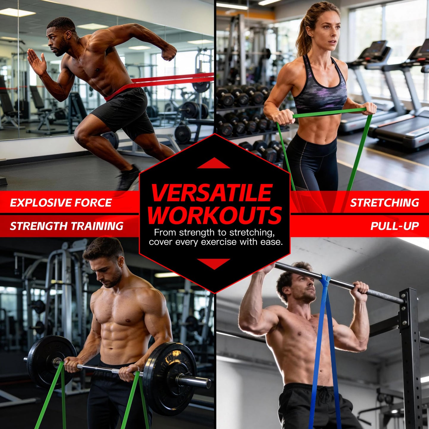 Pull Up Bands, Resistance Bands Set, Exercise Workout Bands for Men & Women, Ideal for Body Stretching, Physical Therapy and Muscle Training - Colorful