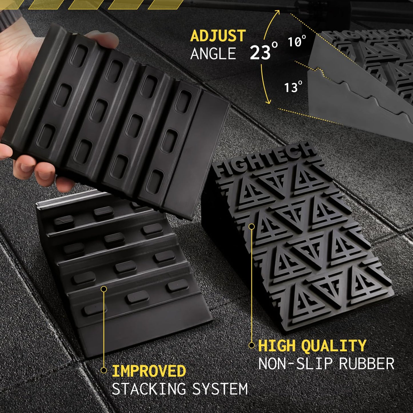 Natural Rubber Squat Wedge Block for Elevated Heel Squats and Deadlifts - 4 PCS - Improve Mobility, Balance, and Strength - 23° Max Incline - Non-Slip, Versatile Trainer Aid