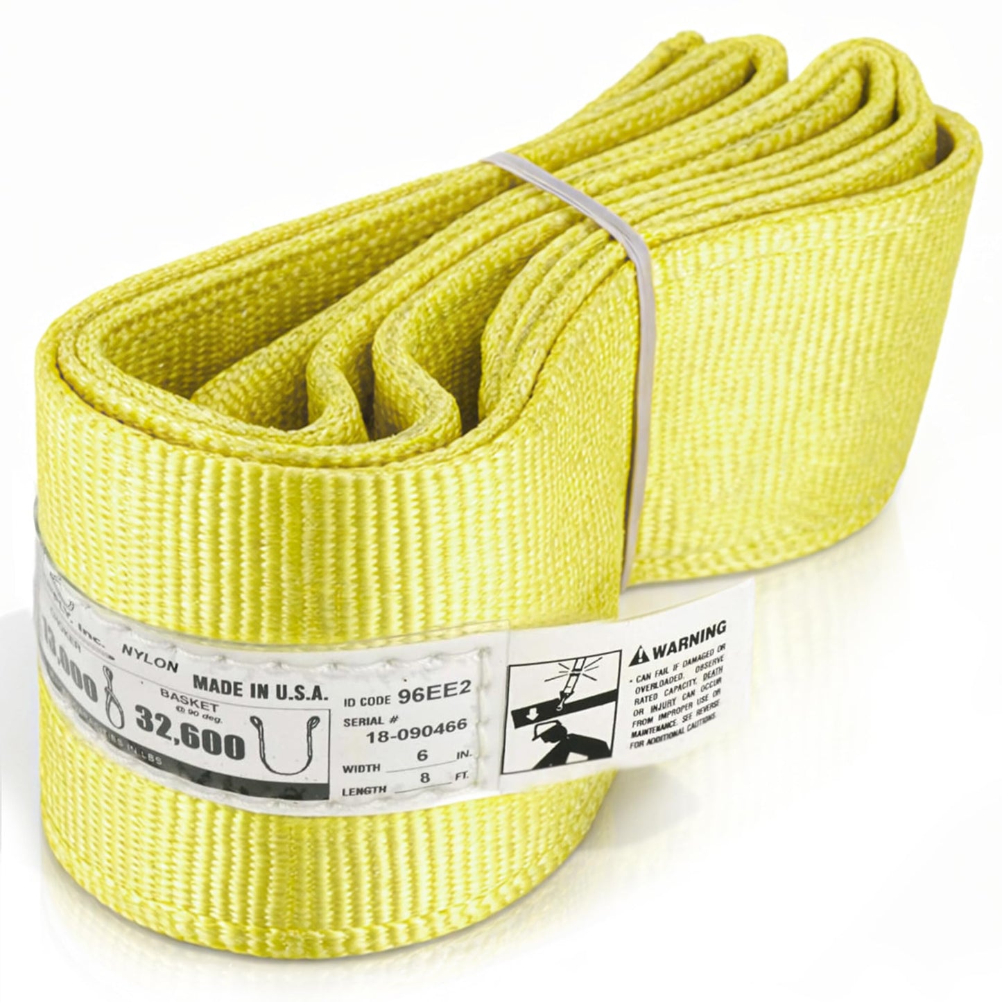 DD Sling 6 Inch x 8 Foot Nylon Lifting Sling – USA Made, 16,300 lb Vertical, 13,000 lb Choker, 32,600 lb Basket – 2-Ply Heavy Duty 900 Webbing, Type 4 Twisted Eye & Eye Rigging Sling
