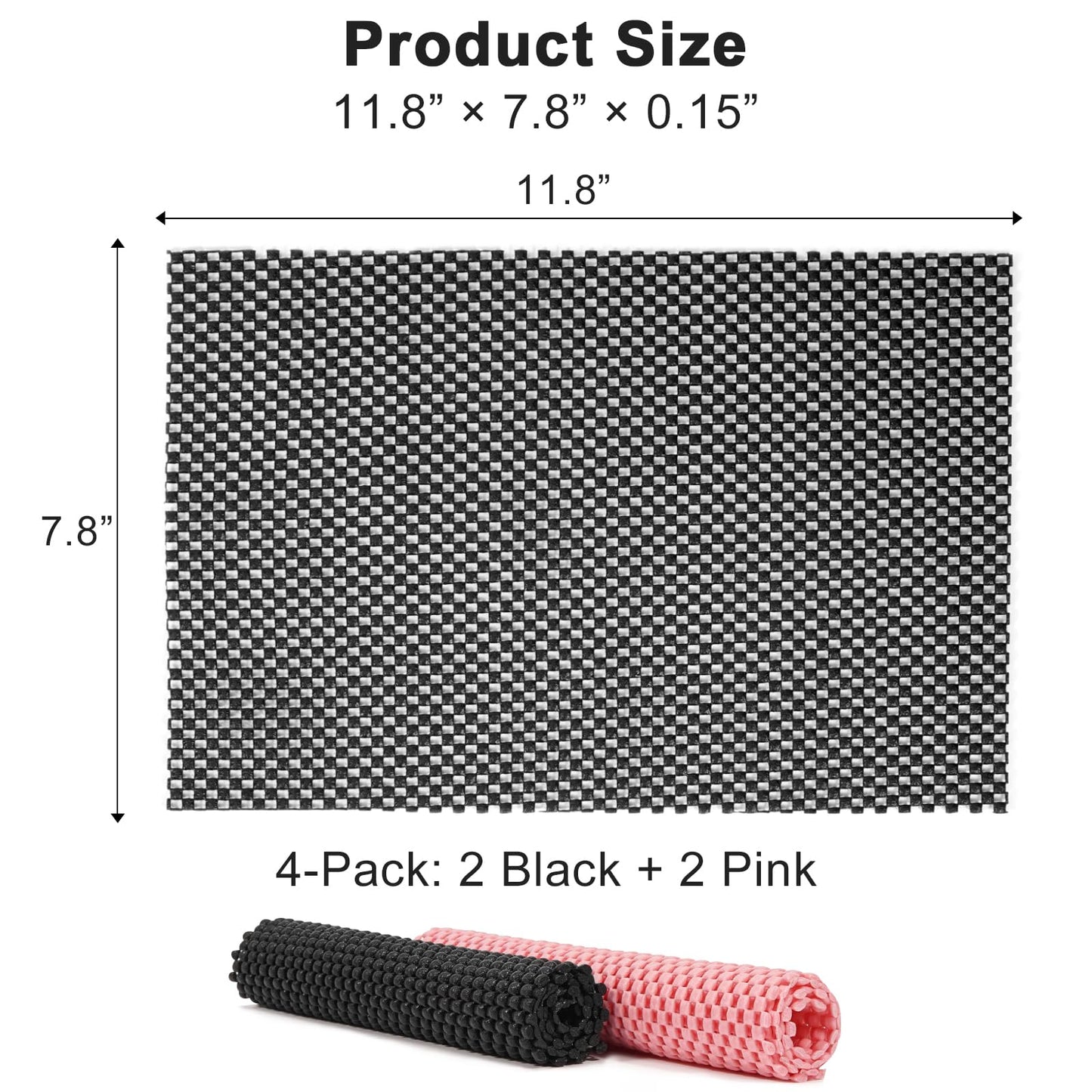 Pilates Grip Pads 4-Pack, Non-Slip Hand Grip Mat for Pilates Reformer, Cadillac Bed, Barre, Pull-Up Bar, Free Weights & Gym Equipment (Black & Pink)