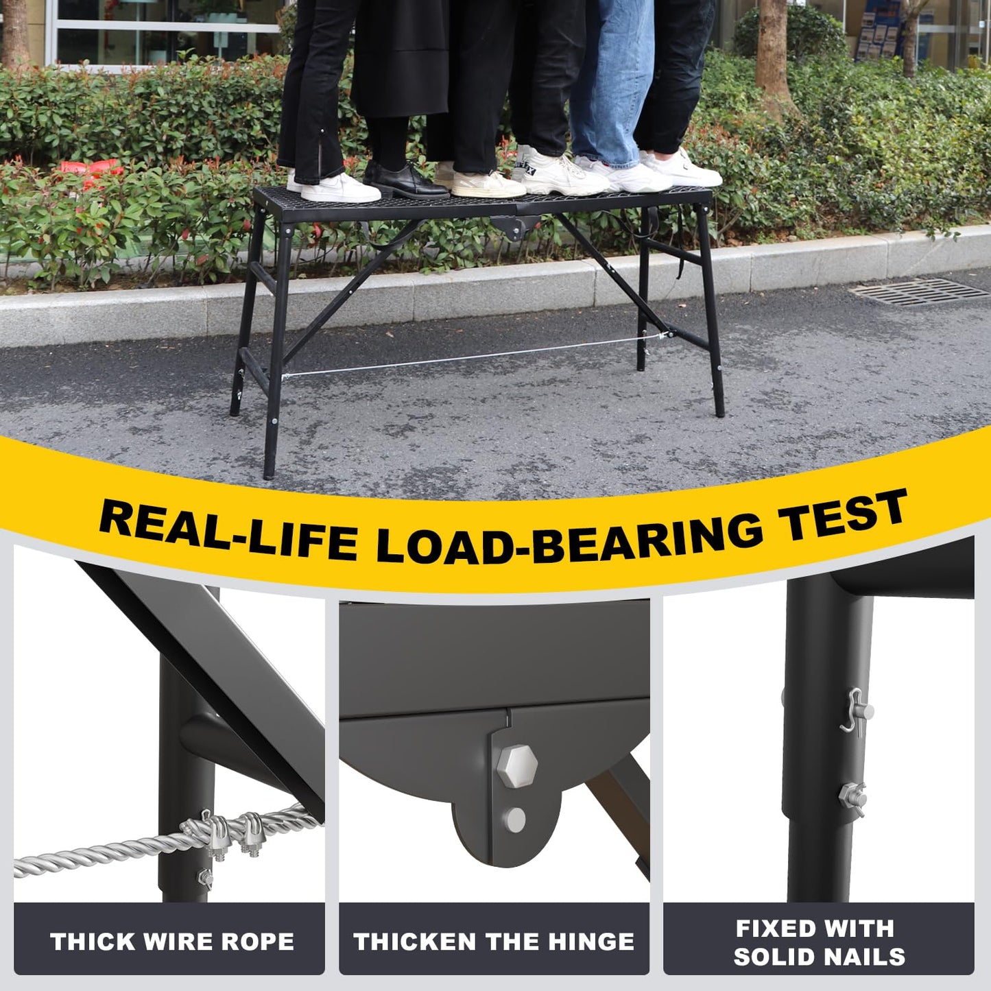 Scaffolding Platform 15.75"x59.05" Adjustable Work Platform Support 330 lbs Portable Scaffold 5 Gear Adjust Height 31 to 46 inches Folding Ladder Step Stool Non Slip