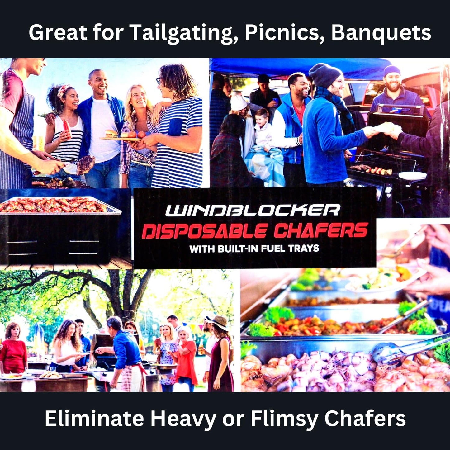 WindBlocker Disposable Wind Blocking Stands – Pack of 30 Elegant Buffet Food Warmers for Catering, Outdoor Parties & Events – Keeps Food Hot or Cold Safely