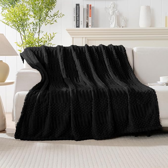 90x90 Inch Black Queen Large Blanket - Soft & Fluffy Fleece, Neutral Tan Color, Cute & Aesthetic, Perfect for Sofa, Couch, Bed, Living Room & Bedroom, All-Season Use, Plush & Cozy Decorative Blanket