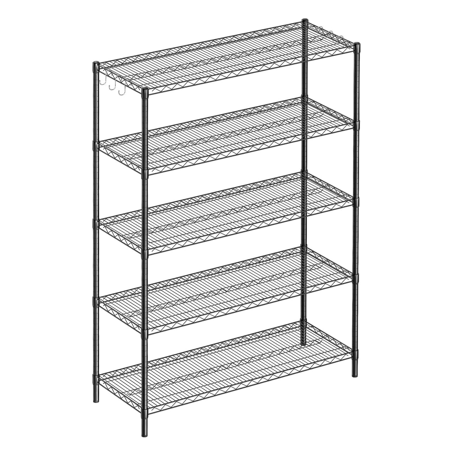 Guan River 5-Shelf Adjustable Metal Shelf Wire Shelving Unit Heavy Duty Storage Rack Display Shelf for Office,Kitchen,Bedroom,Bathroom,Laundry,Pantry Basement,Garage(Black,48" L x 18" W x 72" H)