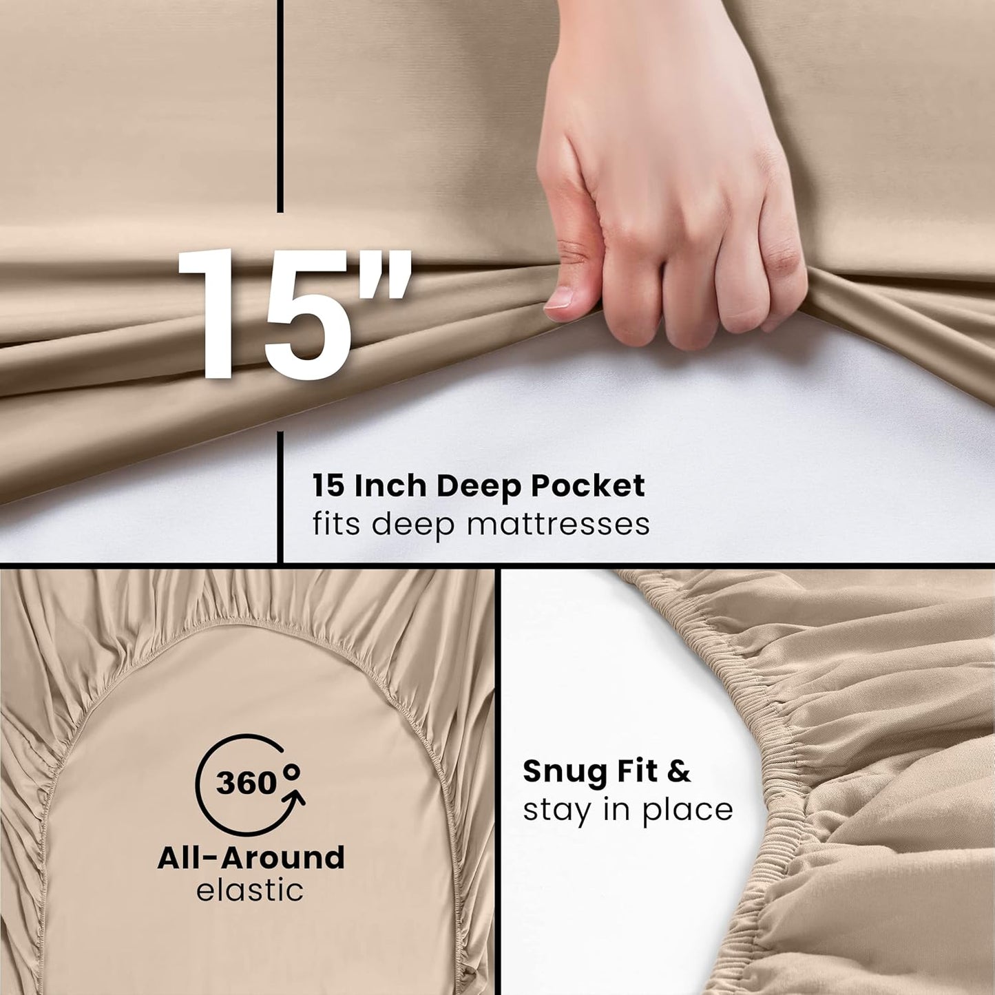 Utopia Bedding King Fitted Sheet - Deep Pocket Soft Microfiber - Fade Resistant & Easy Care (Beige)