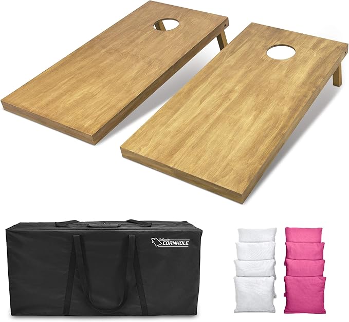 GoSports 4 ft x 2 ft Regulation Size Wooden Cornhole Boards Set - Includes Carrying Case - Full Regulation Size Bean Bag Toss Boards
