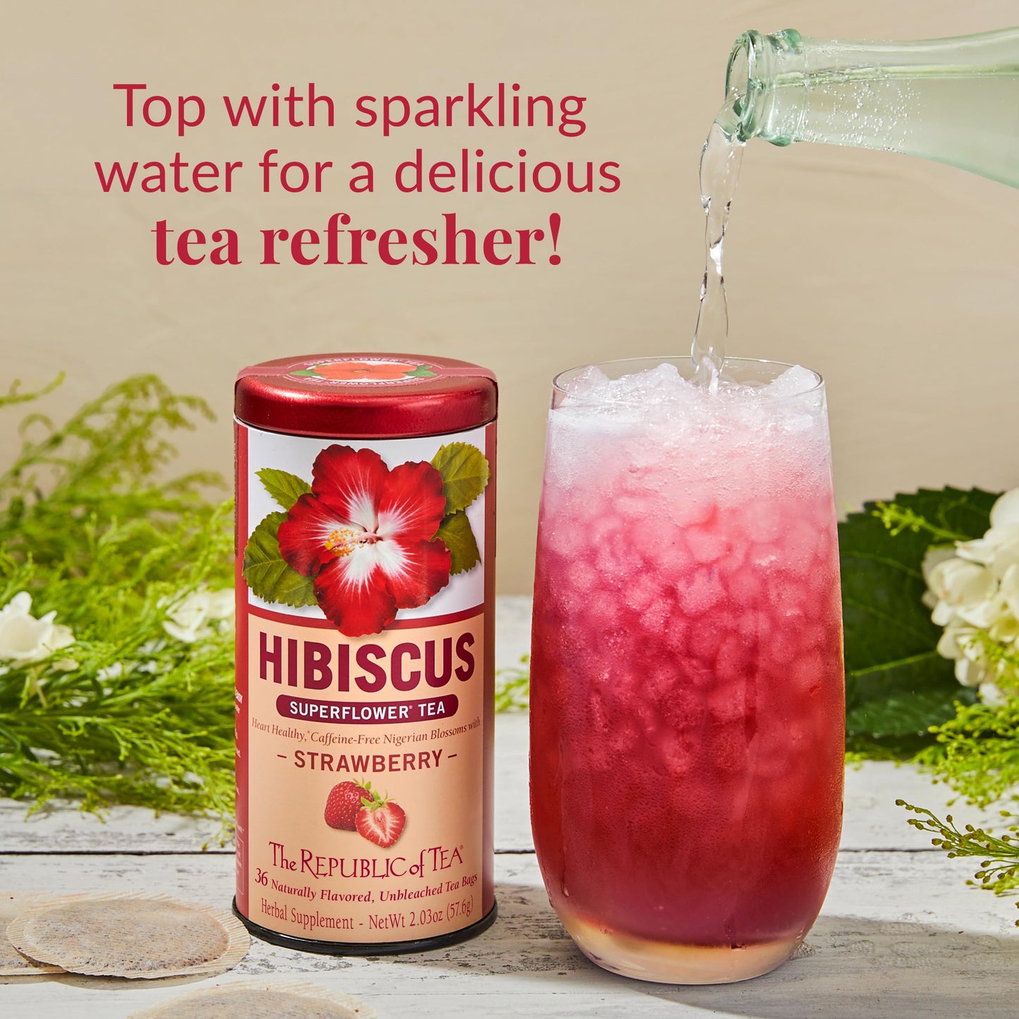 The Republic of Tea – Hibiscus Strawberry Tea, 36 Tea Bags, Herbal Blend, Caffeine Free, Gluten Free