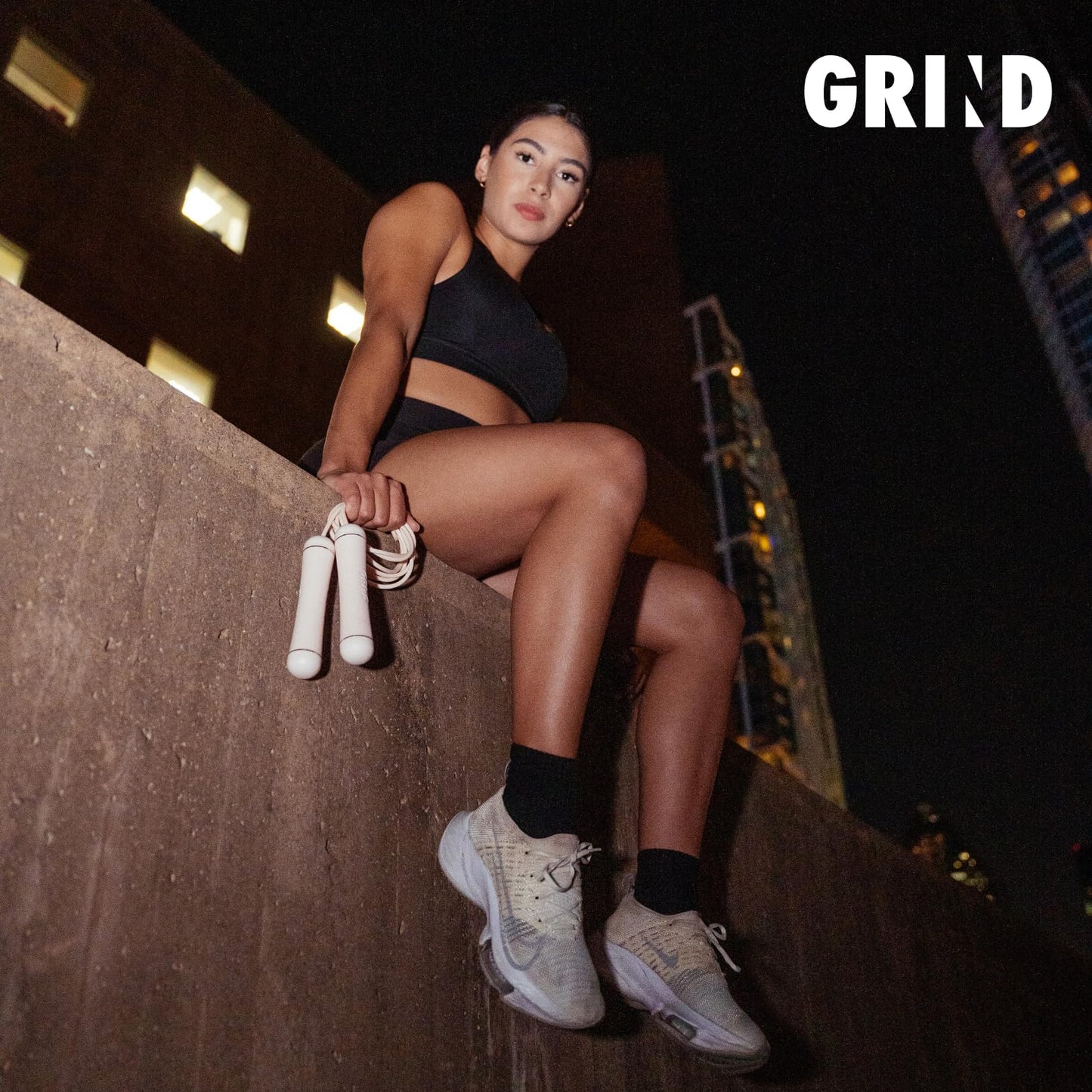GRIND | Jump Rope - Adjustable "Float" | Tangle-Free, Rapid Speed with Ball Bearings | Ergonomic Soft Grip Handles | Skipping Rope for Fitness, Endurance Training, Gym Workout, or Home Exercise (Pink)