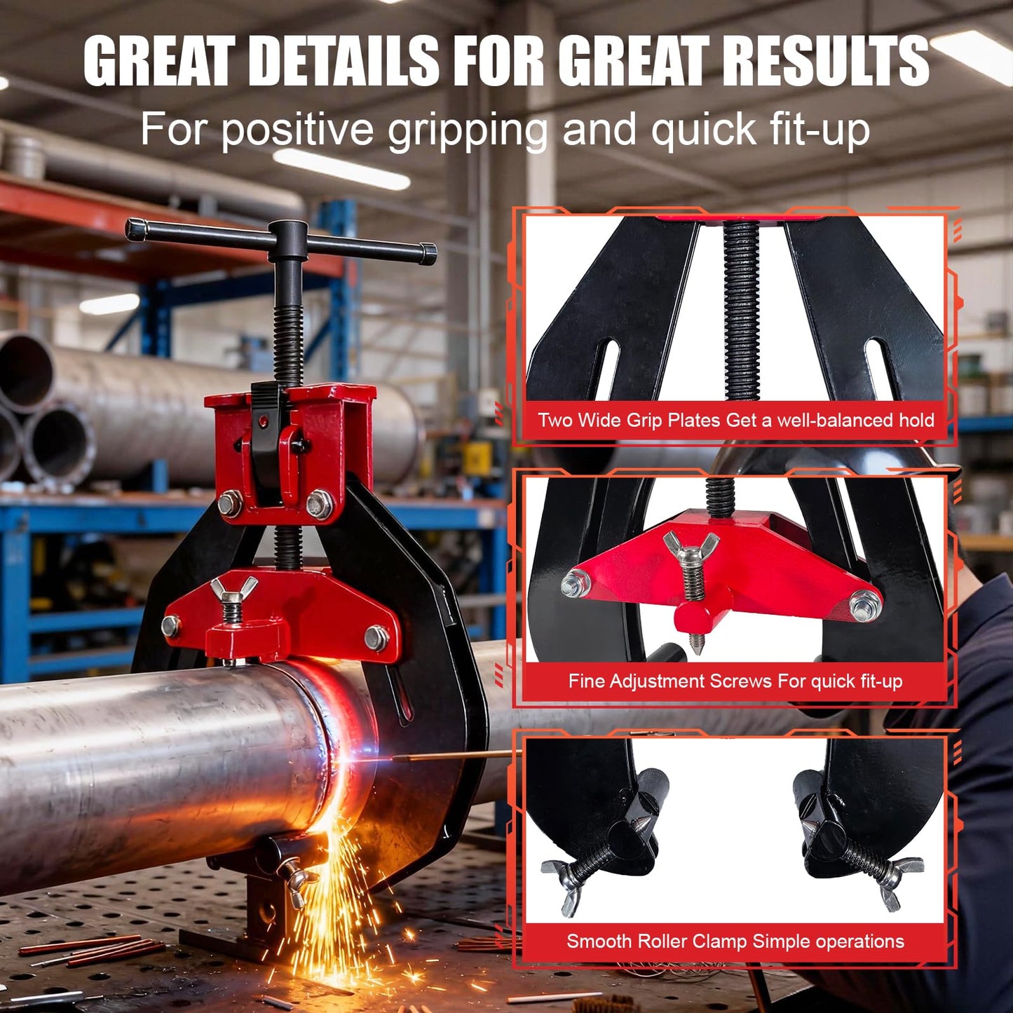 Alwalkee 4" to 11" Heavy Duty Pipe Alignment Clamp, Professional Welding Clamp with Quick Release