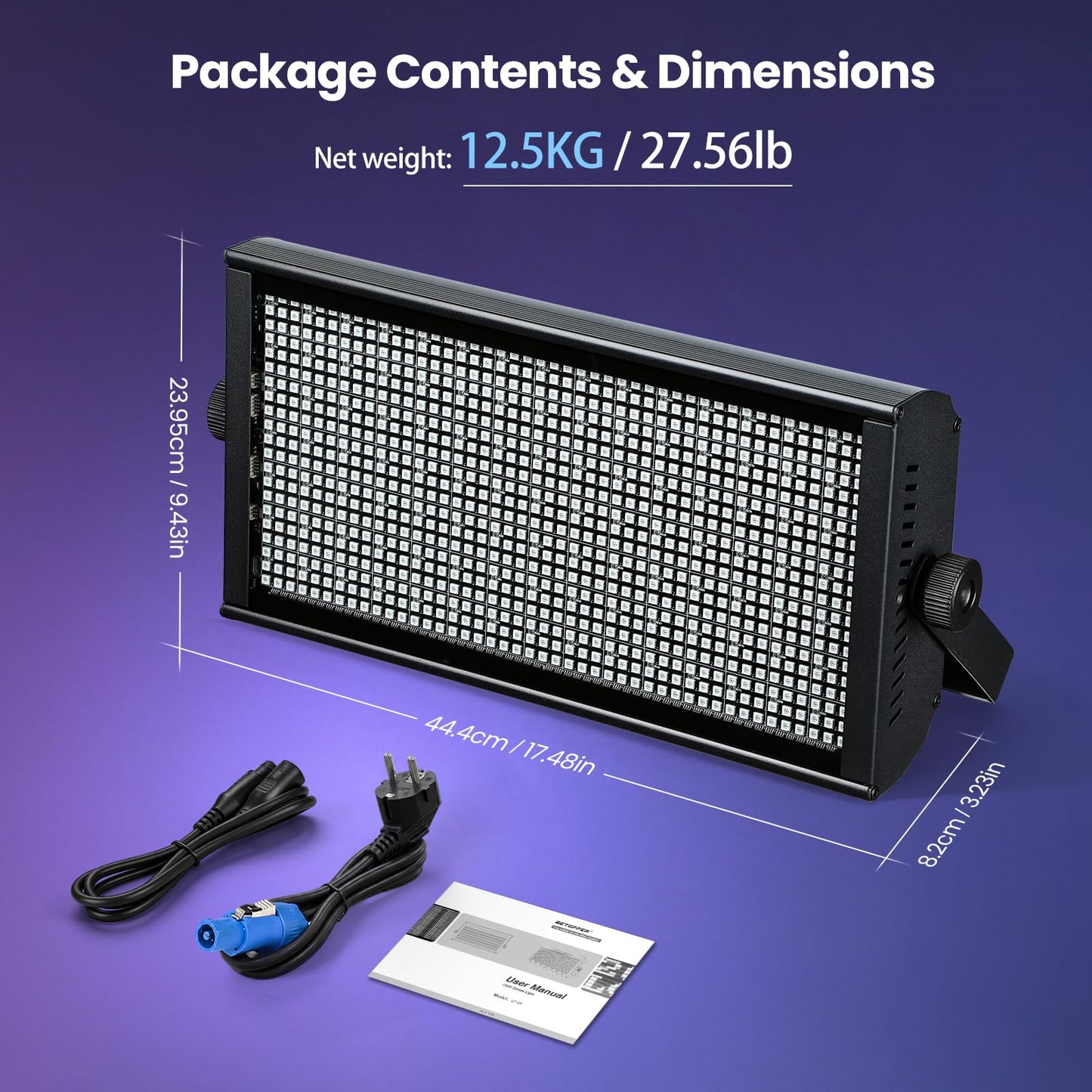 Betopper 200W Stage Strobe Light, RGB LED Stage Light Bar with 7x15 Pixel Control Zones,30Hz Strobe Speed,DMX512 Sound-Active Flash DJ Light Bar,Disco Wash Lighting for Club,4 Packs