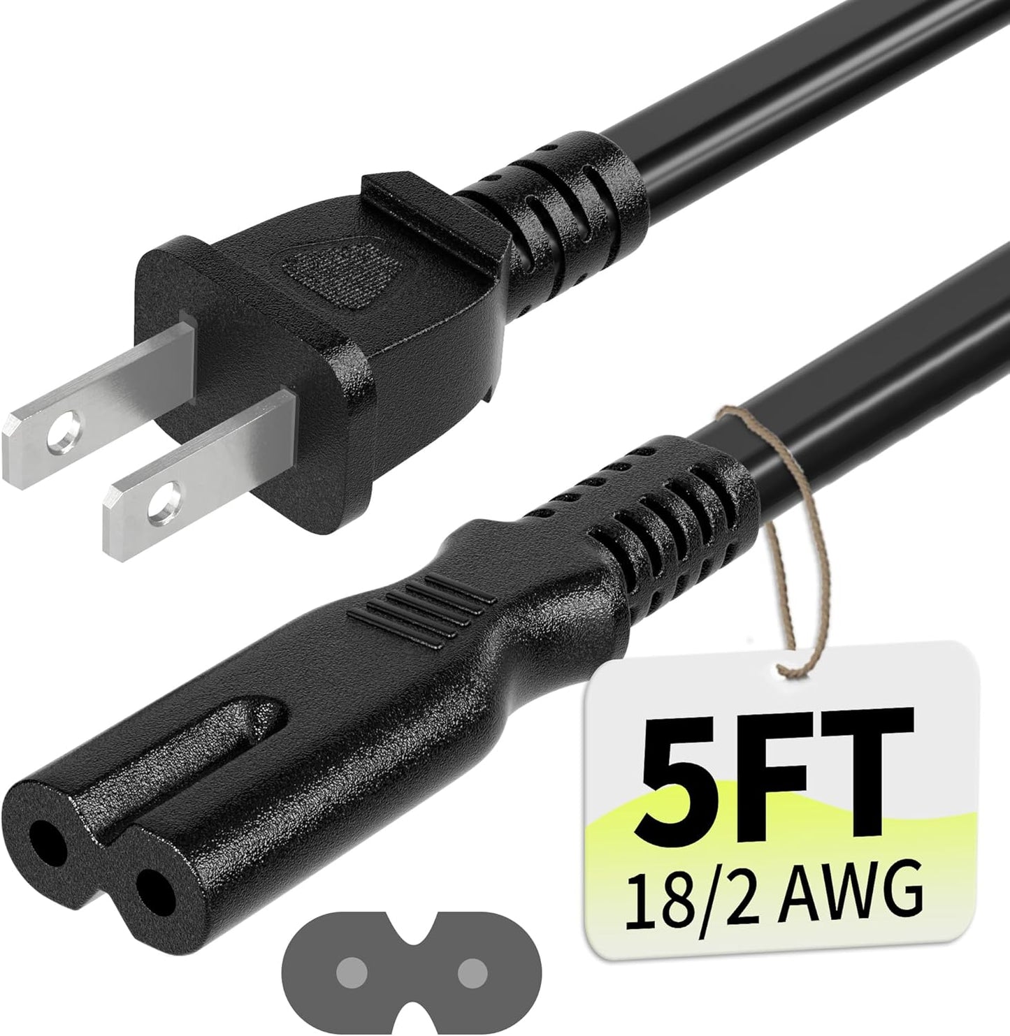 Vockjour 2 5Ft PS5/PS4/PS3 5 4 3, Prong AC Power Cord Black, Universal Power Cable Replacement for Sony Slim