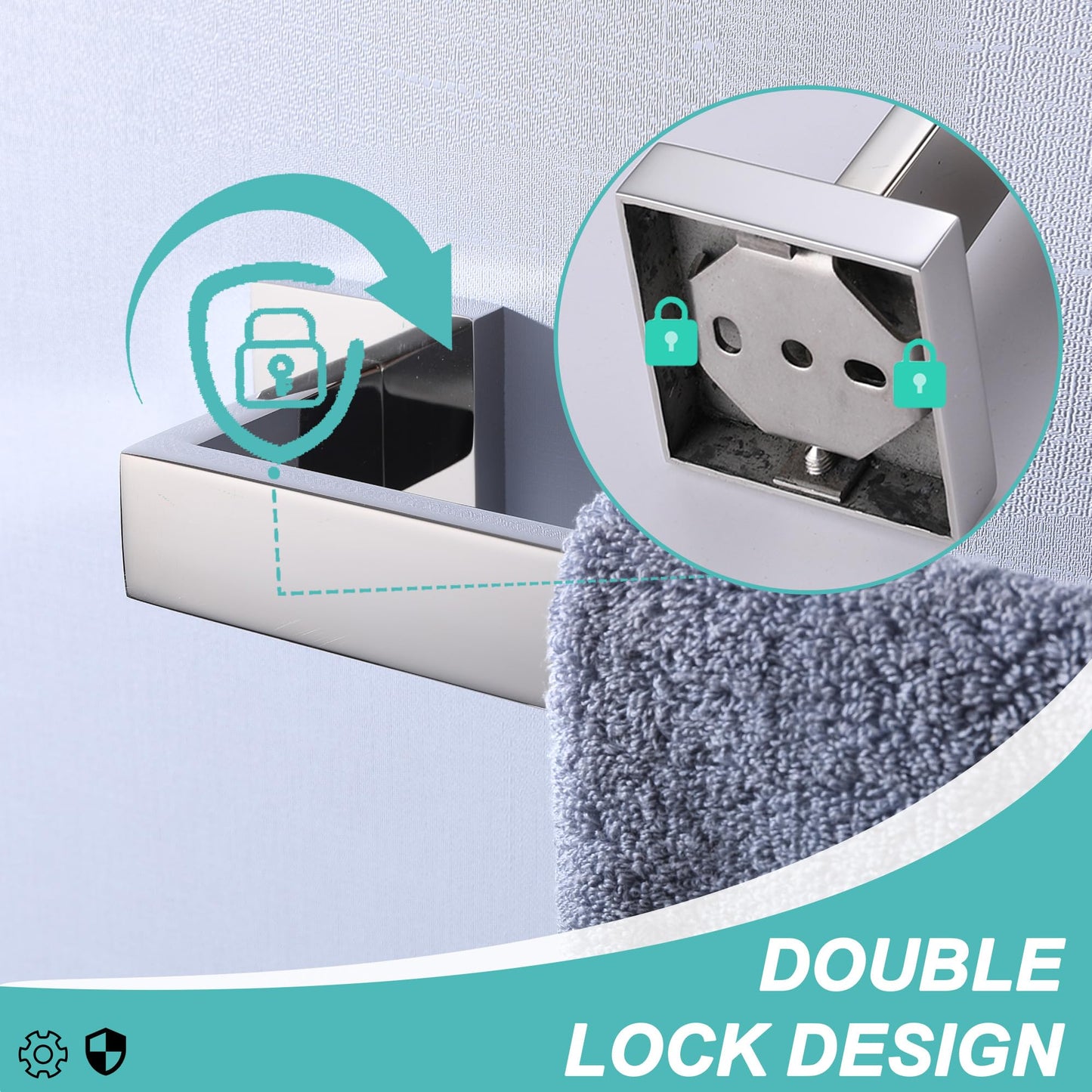 LANC Bath Towel Bar 24-Inche Stainless Steel Towel Rack for Toilet Bathroom Hardware Silver Towel Hanger Towel Rail Towel Rod Heavy Duty Wall Mounted Towel Holder Chrome Polished, A8804CP-6P1