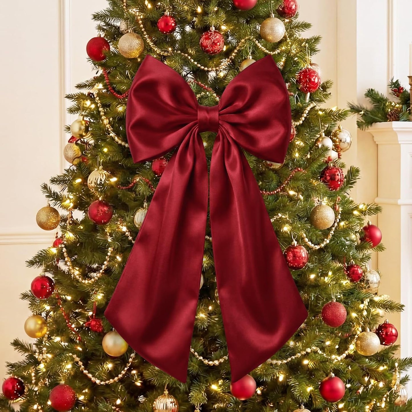 Suncalla Large Burgundy Satin Bows - 3 Pcs 2 FT Wall Decorations for Weddings, Parties & Events