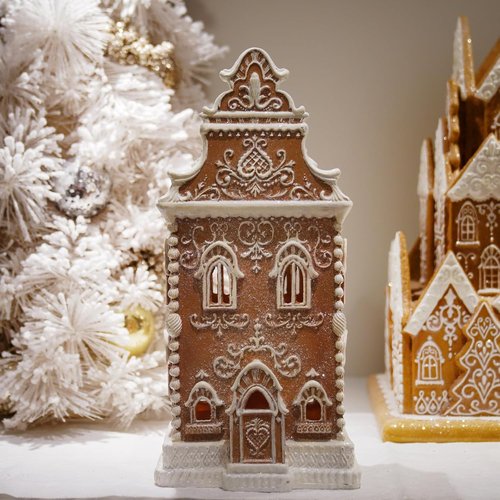 Braxio Gingerbread House Decoration - LED Light Winter Holiday Home Decor Gift, 6.5 x 5.5 x 13.5 Inch