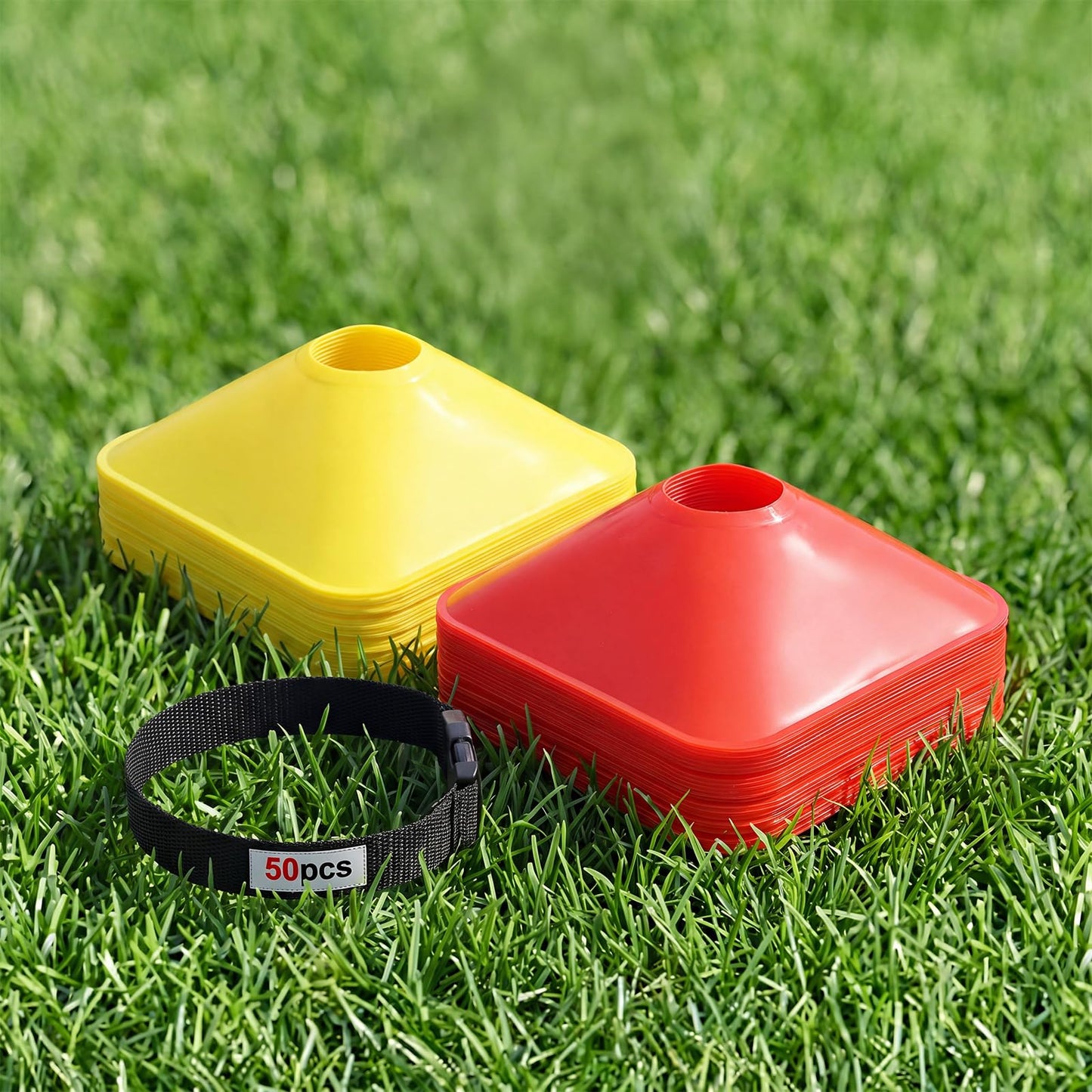 50 Pack 2 Inch Mini Cones for Sport Agility Training Small Soccer Square Field Marker Cone Practice Equipment for Football Basketball Coaching Team Activities Agility Plyometric Speed(Red Yellow)