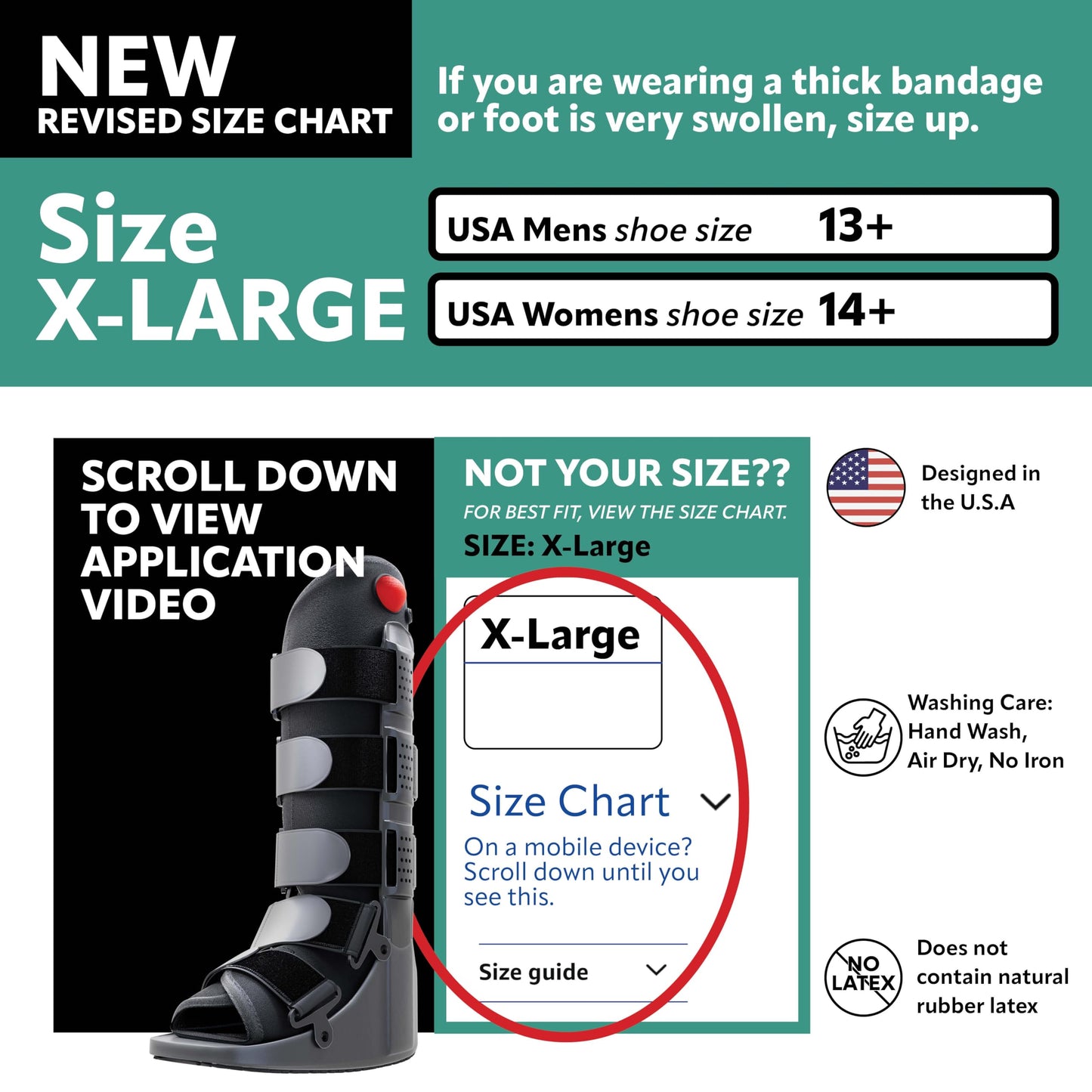 Tall Side Pump Fracture Boot, Medical Grade Foot Brace for Fractures, Cart Friendly Ankle Boot & Brace, Adjustable Air Pump, Sprain & Injury Recovery, Post Op Shoe, Foot Boot for Injured Foot, X-Large