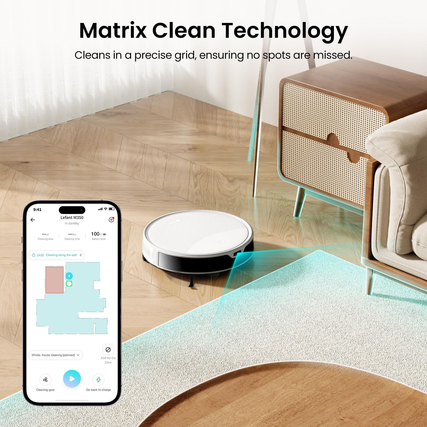 Lefant M350 Robot Vacuum and Mop Combo, 75-Day Self-Emptying, 190° PSD Obstacle Avoidance,6000Pa Suction，Quiet,Smart Navigation,Self-Charging, for Hard Floor, Carpet, Pet Hair,150 Min Runtime.White
