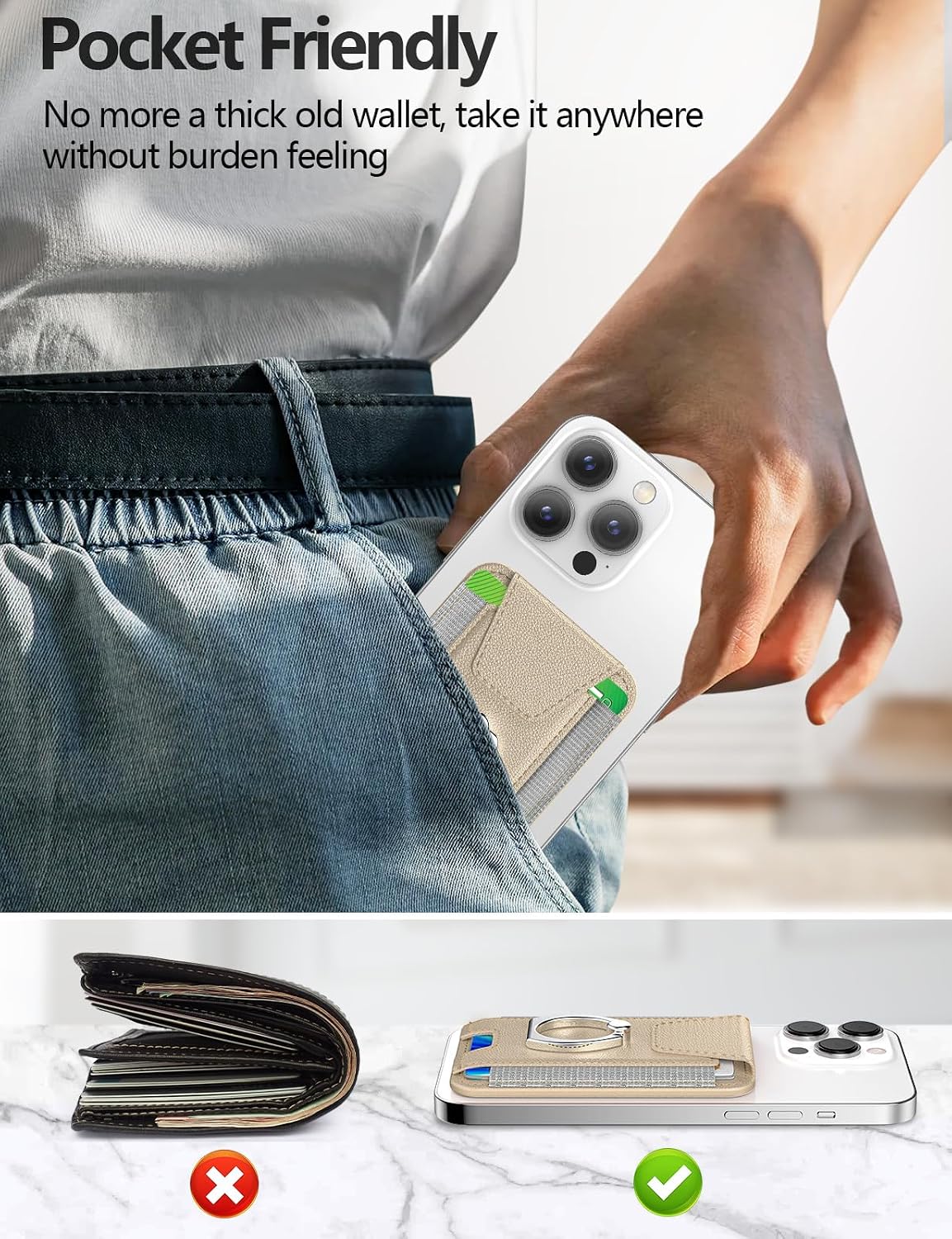 6-Card 17/16/15/14/13/12 ExtreLife For Magsafe Wallet with Grip, Holder, Stronger Magnetic Card Wallet Holder
